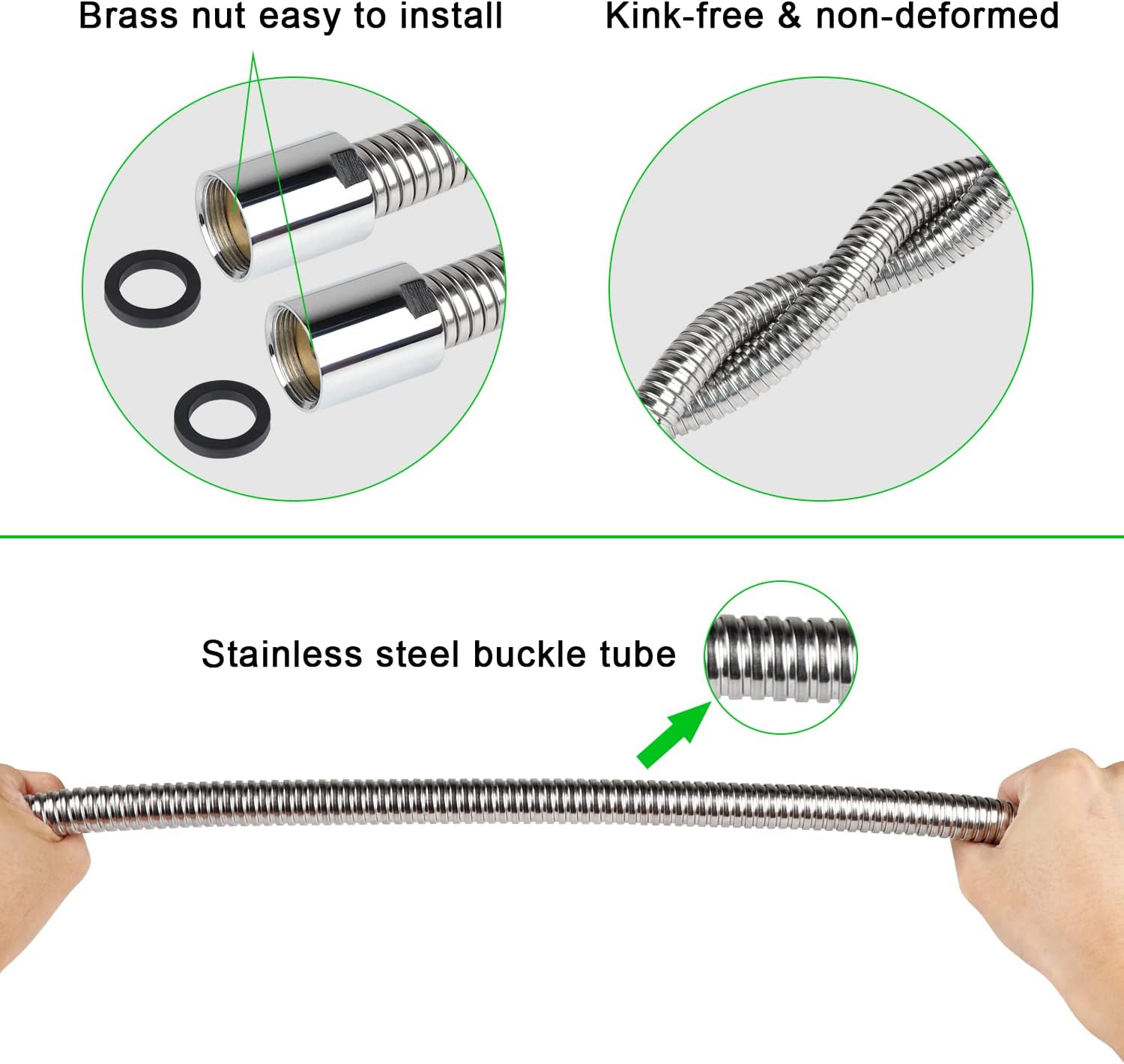 TBER Manguera de preenjuague con válvula de pulverización, manguera de pulverización de platos de acero inoxidable flexible de 45 pulgadas con