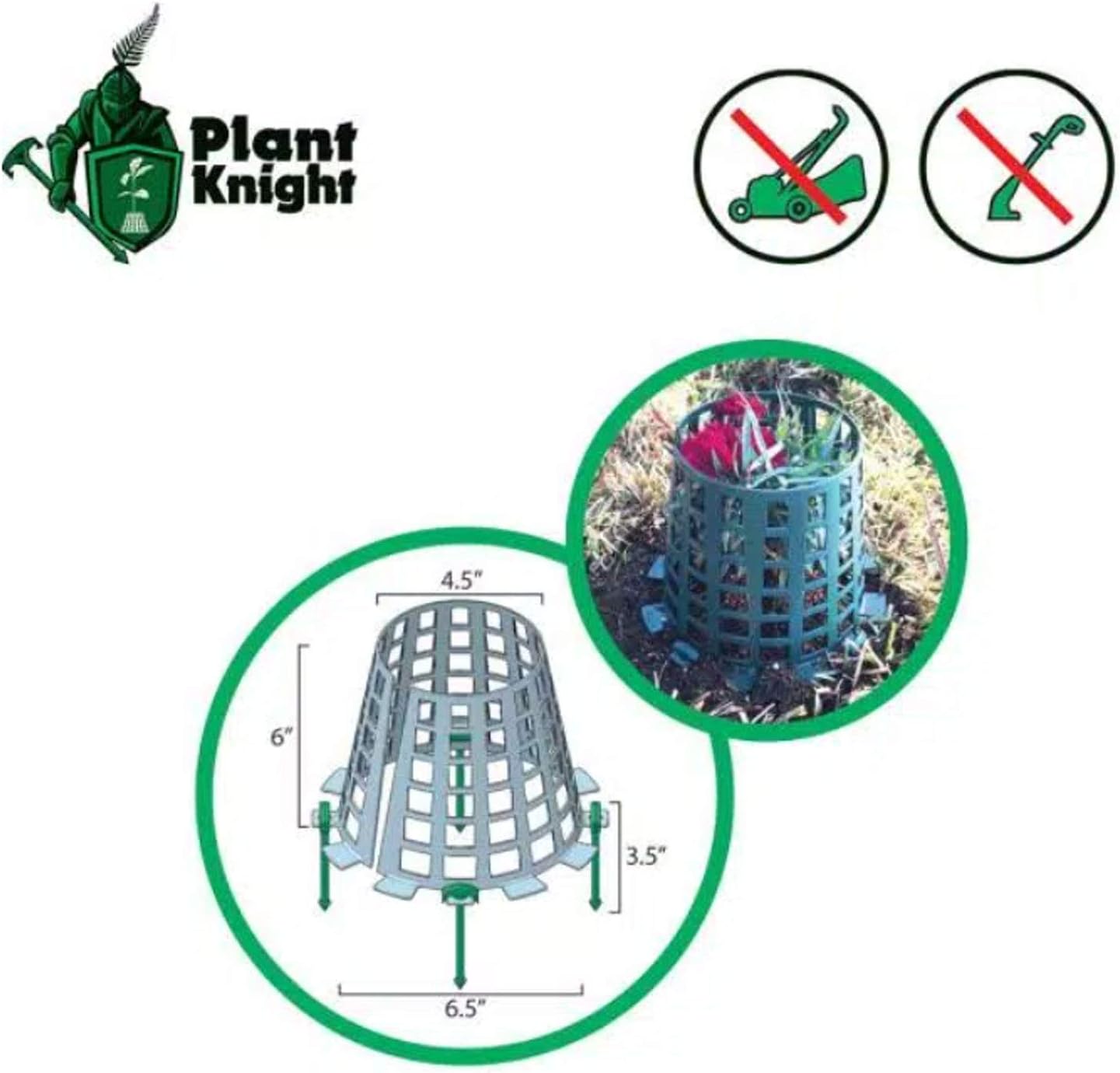 Protector de plástico para prevención de animales de árboles y plantas para césped, jardín, flores, verduras, arbustos y plantones, paquete de 3