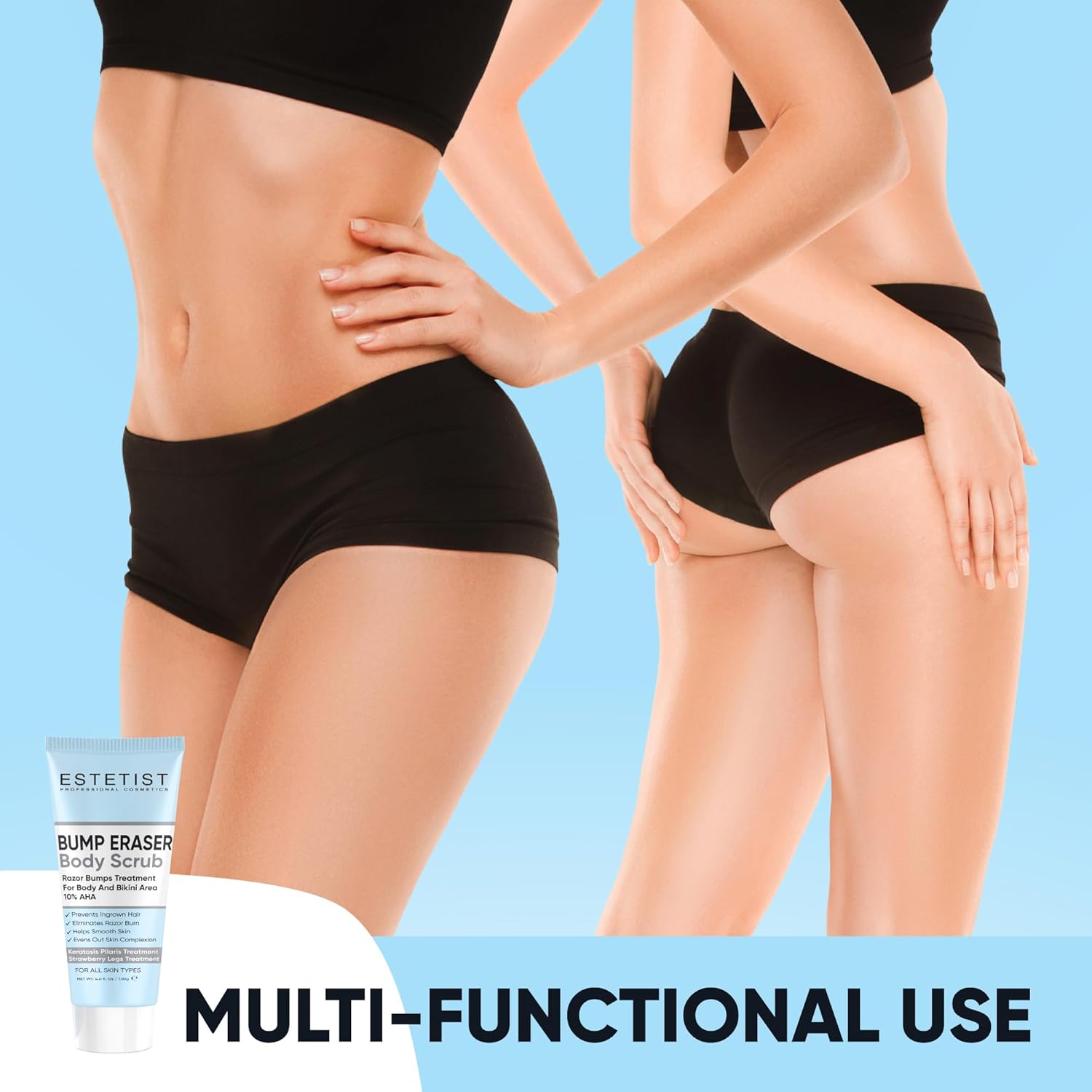 Estetist KP Bump Eraser Body Scrub – Tratamiento de queratosis pilaris y exfoliante corporal para cabello encarnado, golpes de afeitar y piernas de