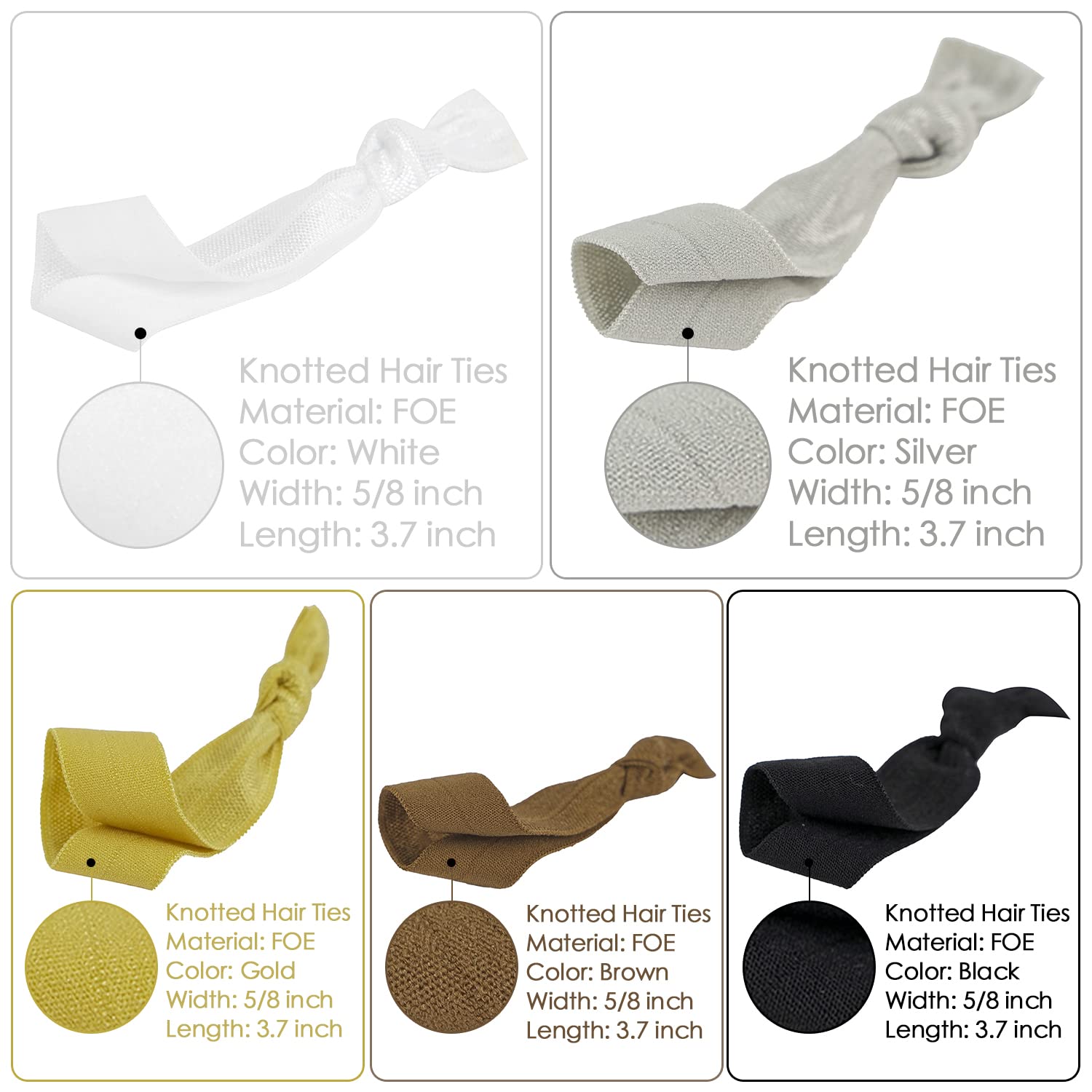 MEEDEE Lazos suaves para el cabello de color netural anudado, paquete de 100 cintas elásticas sin arrugas, colas de caballo sin arrugas para