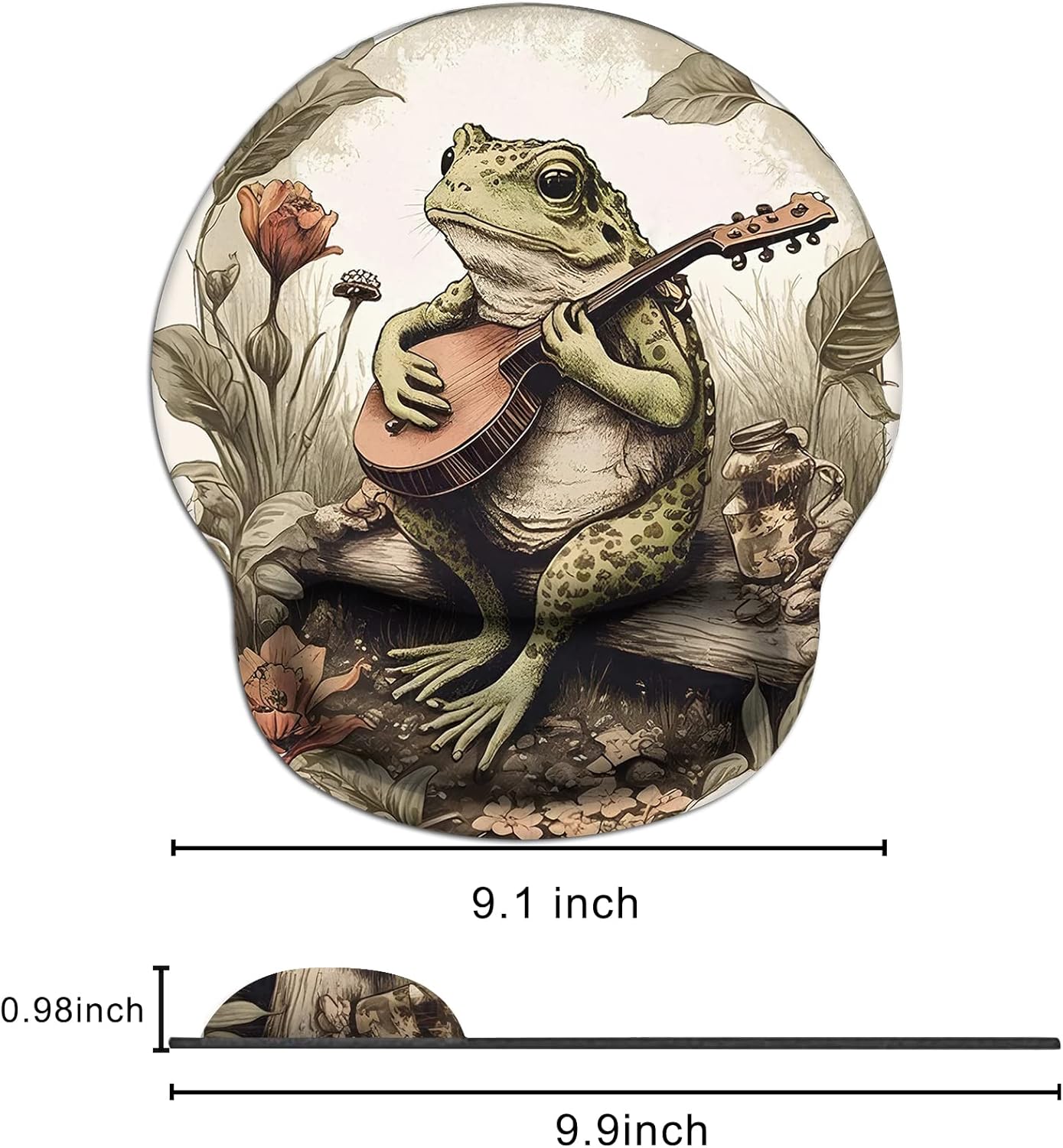 Hippie Frog – Alfombrilla de mouse con soporte de muñeca, alfombrilla ergonómica para mouse con base de goma antideslizante, alfombrilla de mouse