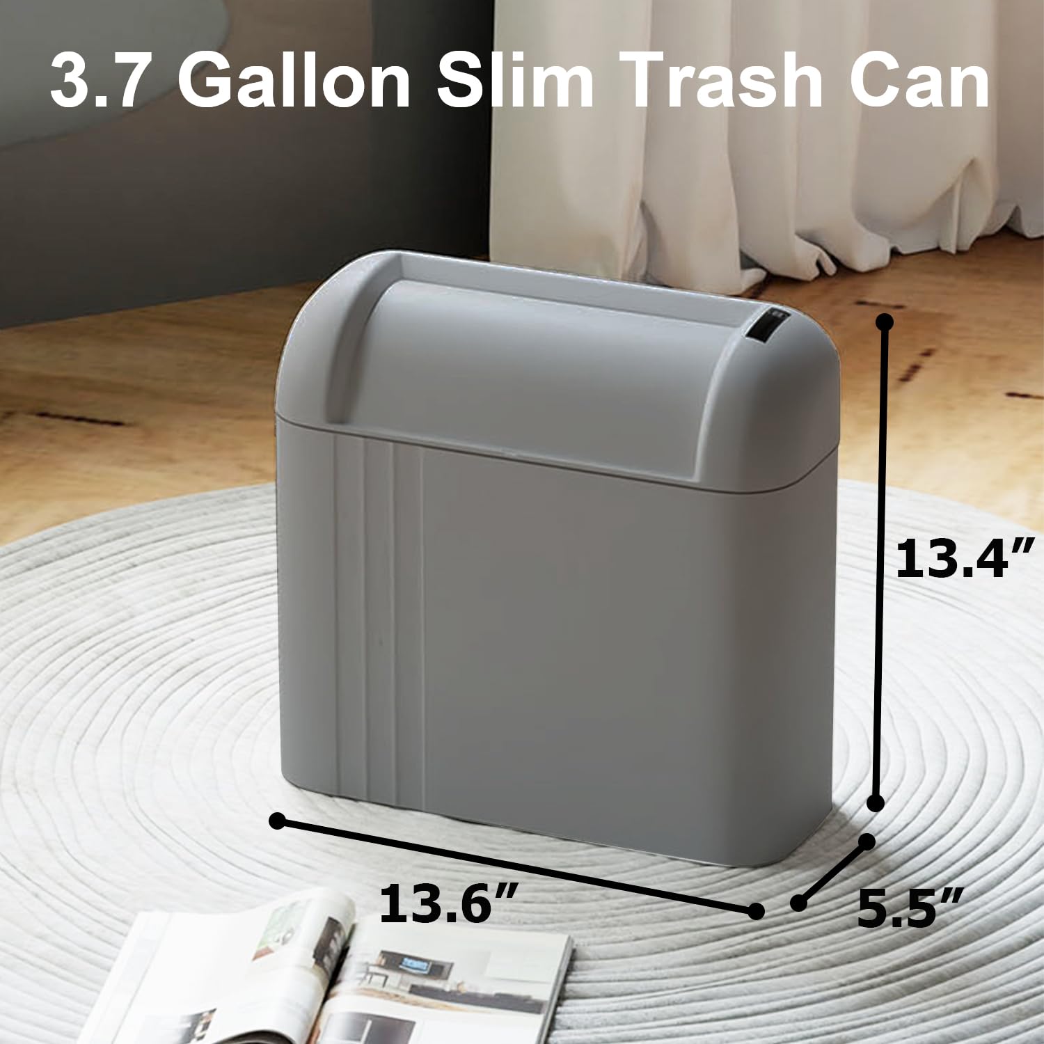 LALASTAR Basurero automático para baño, sin contacto, para cocina, con tapa, cubo de basura de plástico con sensor de movimiento, cubo de basura