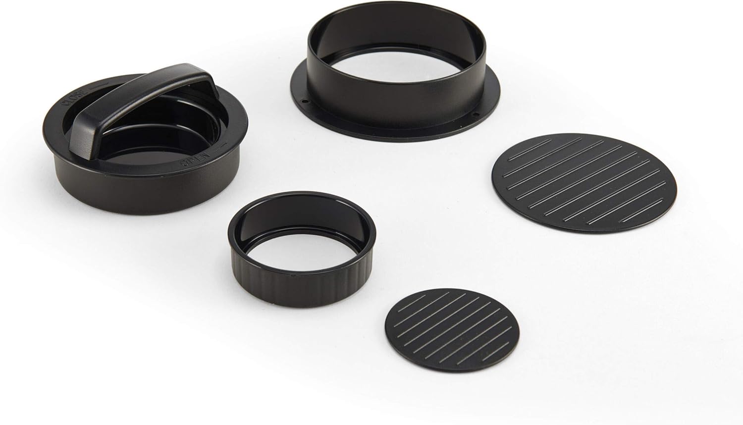 Farberware 5275229 Barbacoa – Prensa deslizante para hamburguesas de doble cara, color negro