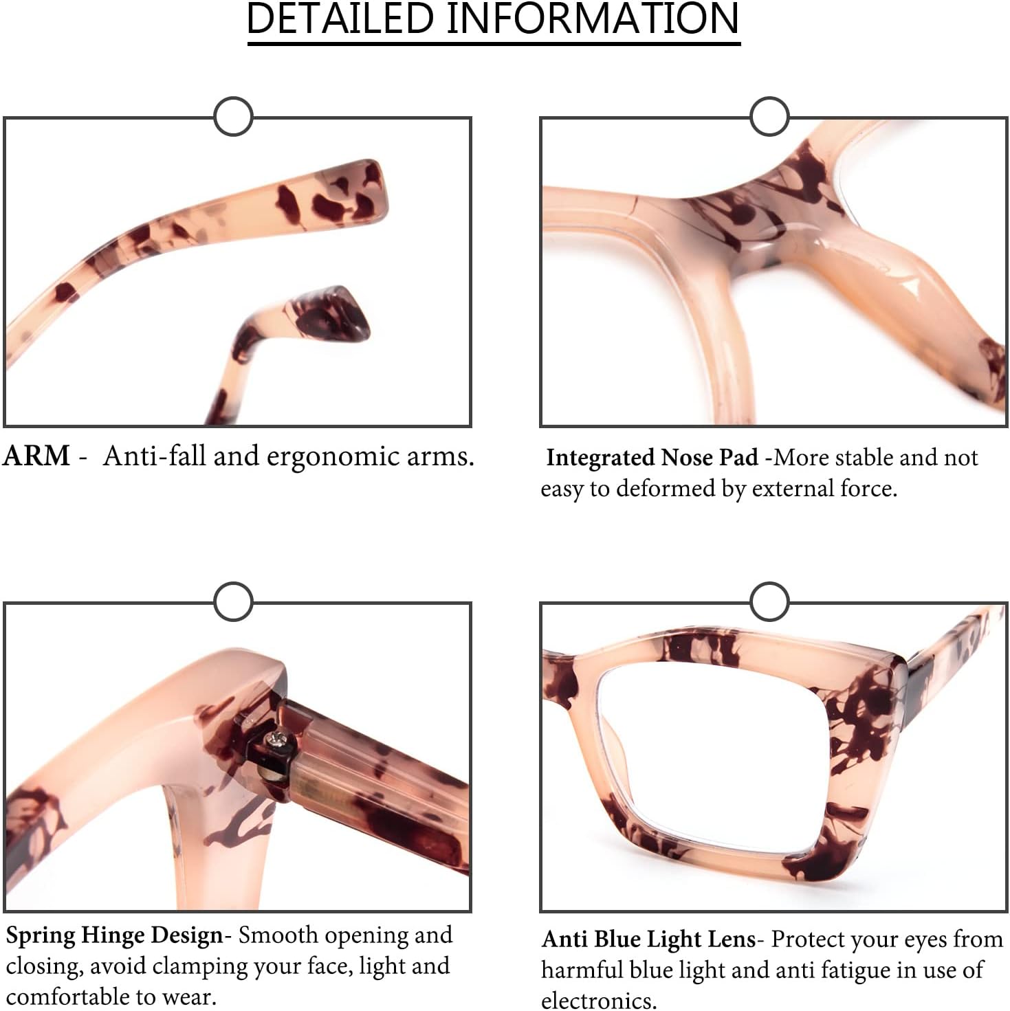 DXYXYO Lentes de lectura cuadrados de gran tamaño para mujer, bloqueo de luz azul, estilo Oprah, marco grueso, lectores con bisagra de resorte
