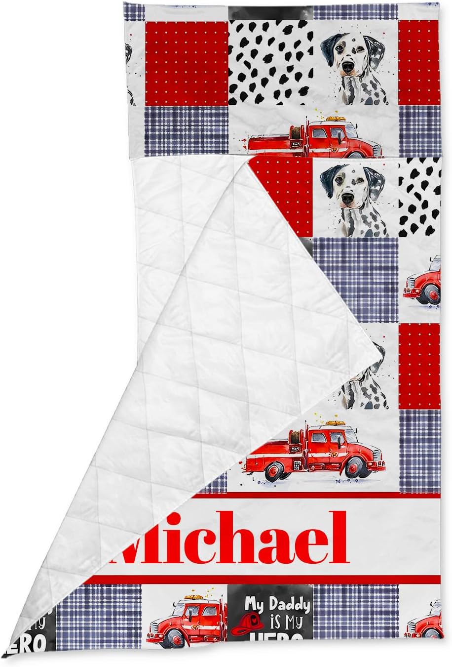 Tapete personalizado para siesta de camión de bomberos con nombre, sacos de dormir para niños y niñas, colchón de cama personalizado para niños,