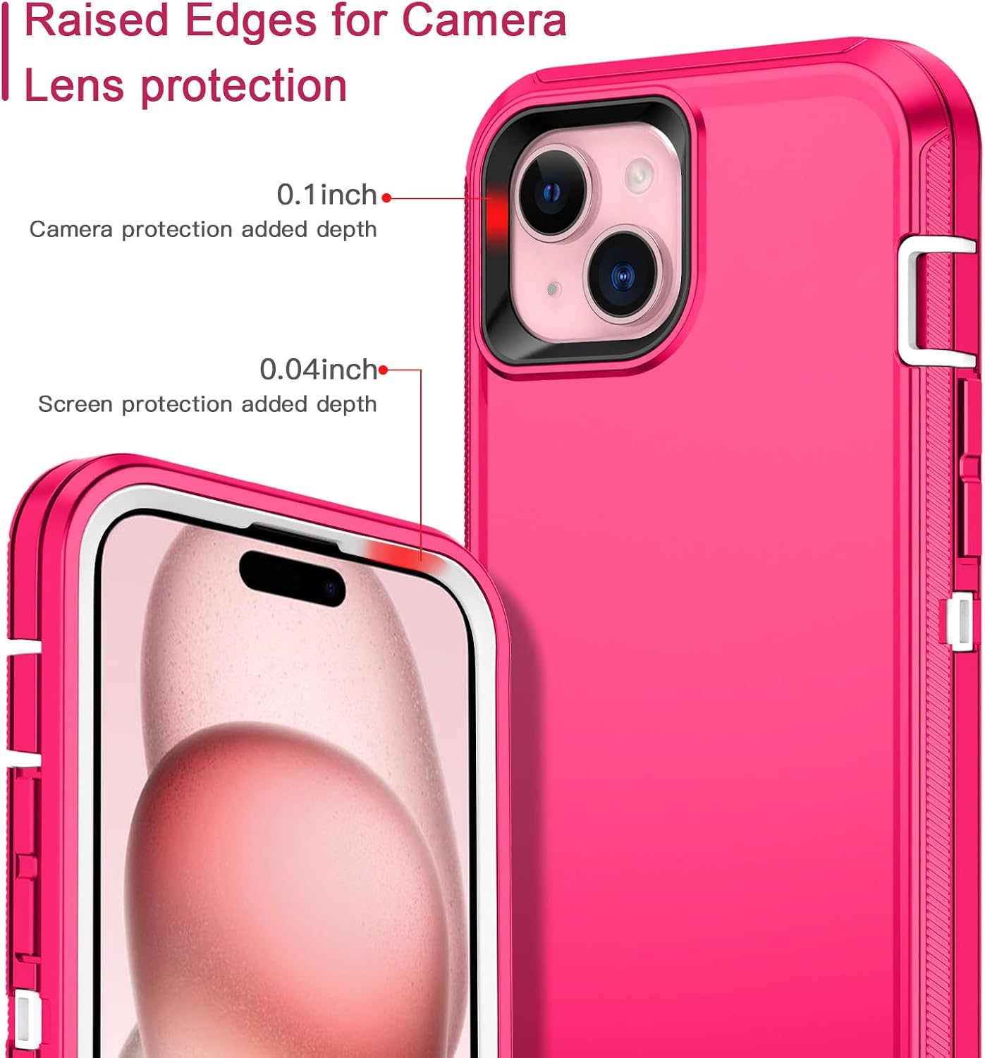 I-HONVA Funda para iPhone 15 a prueba de golpes, a prueba de polvo y caídas, 3 capas de protección de cuerpo completo sin protector de pantalla,