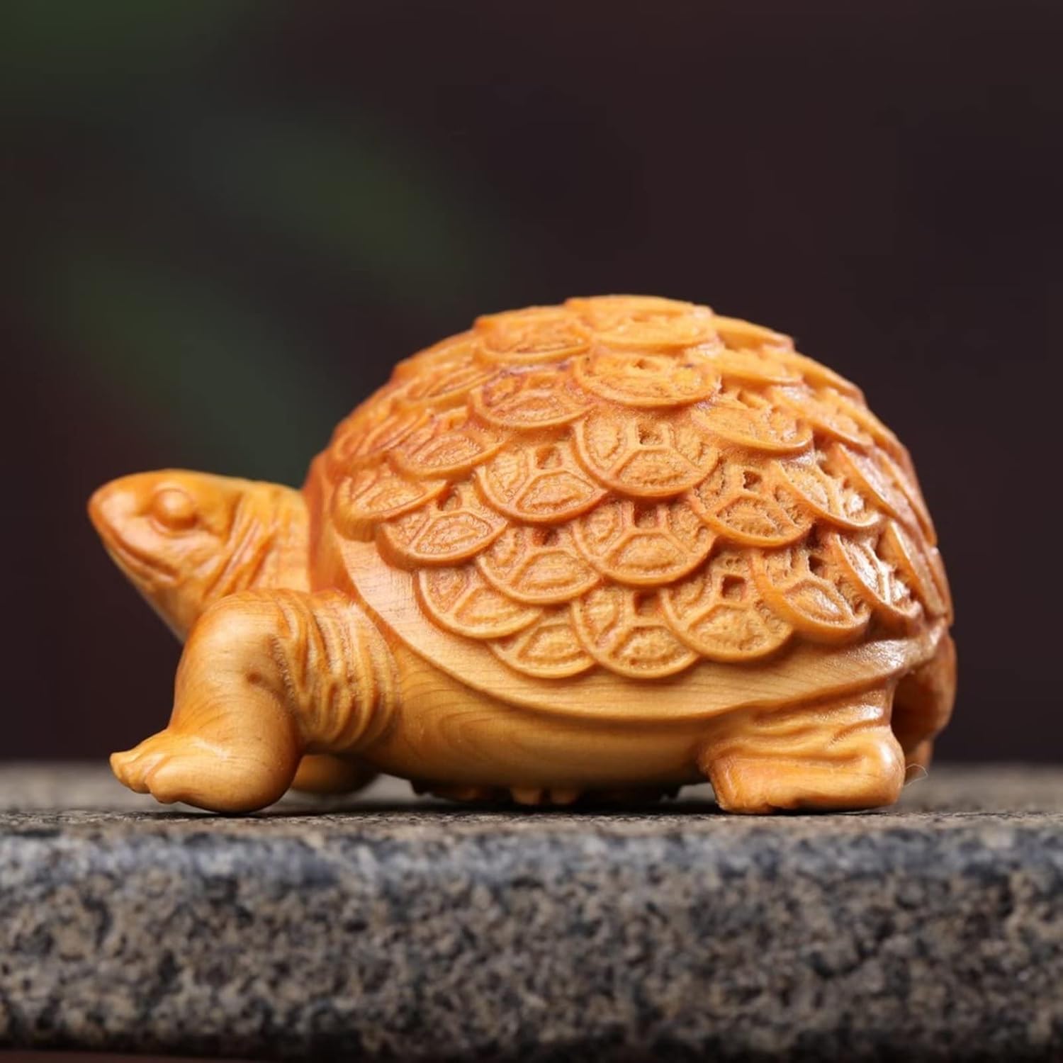 Aritjt Estatuas de tortuga talladas a mano de animales de madera, estatuas de tortugas coleccionables auspiciosas, regalo para el hogar y la oficina