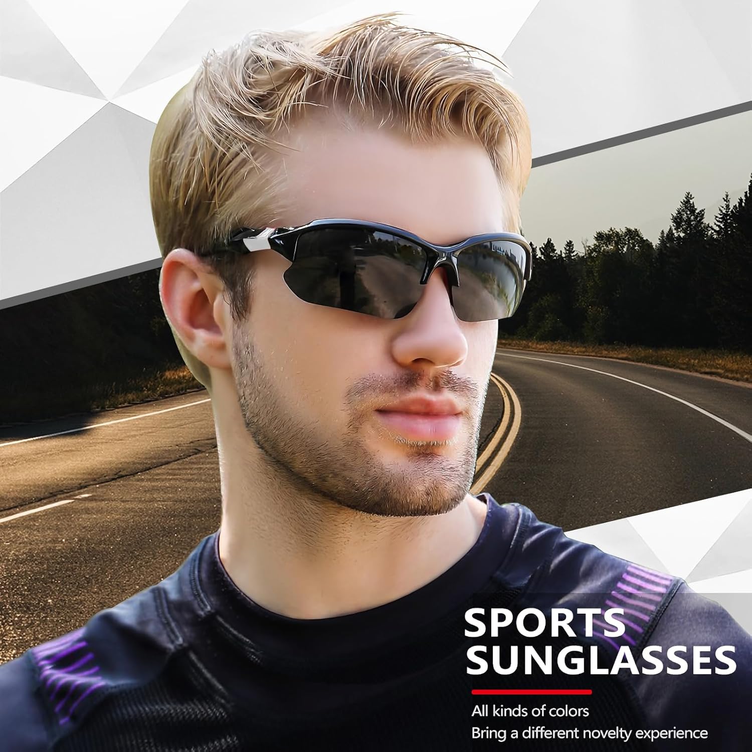 Gafas de sol polarizadas deportivas para hombres, ciclismo, correr, pesca, protección UV, gafas de sol ligeras de medio marco