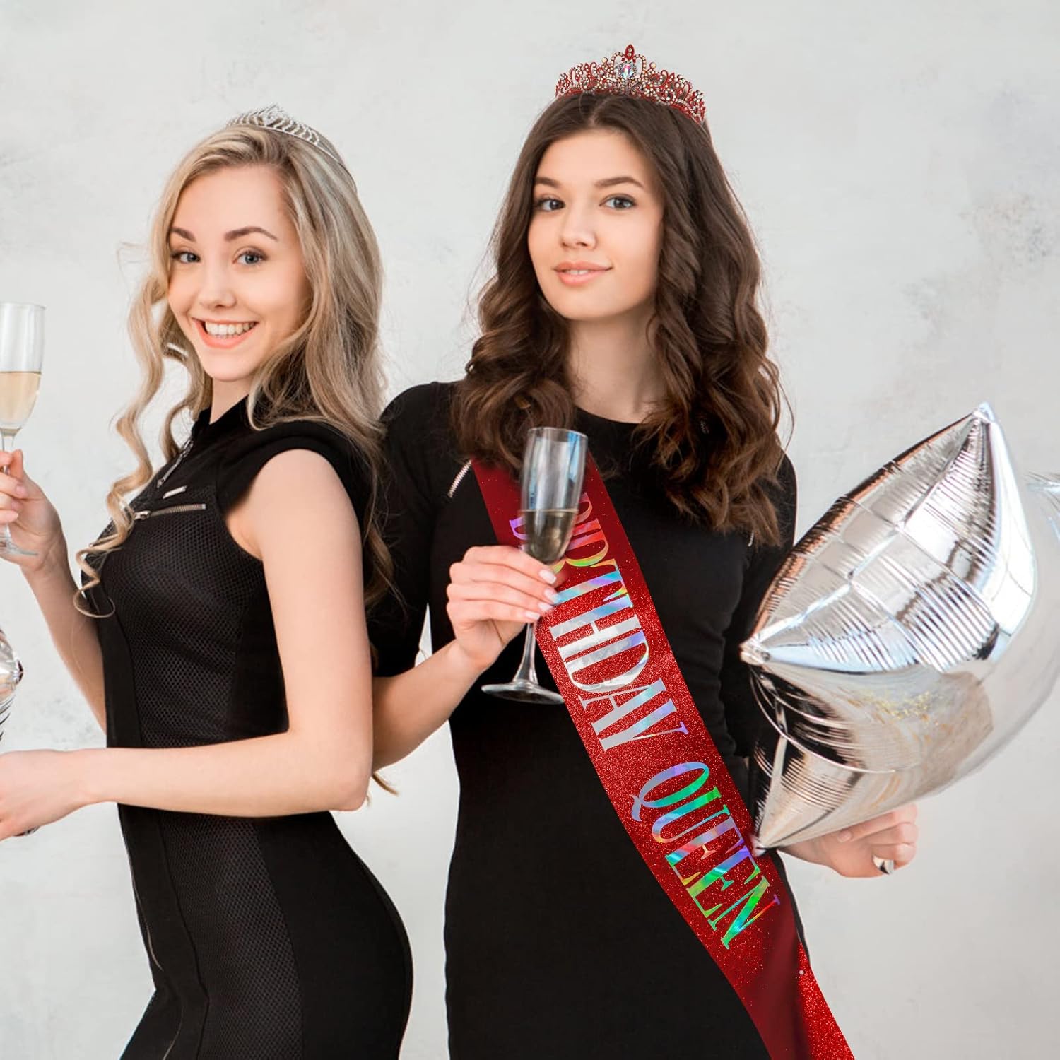 Juego de tiara y tiara de cristal para mujer, diseño de “Birthday Queen”, tiara y coronas para mujer, regalo de cumpleaños de COCIDE para niña, kit