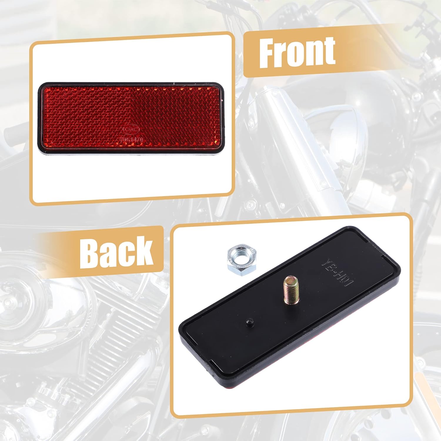 X AUTOHAUX 2 piezas M6x1.0 de plástico rojo universal rectangular para montaje de tornillo, reflectores de advertencia reflectantes para motocicleta