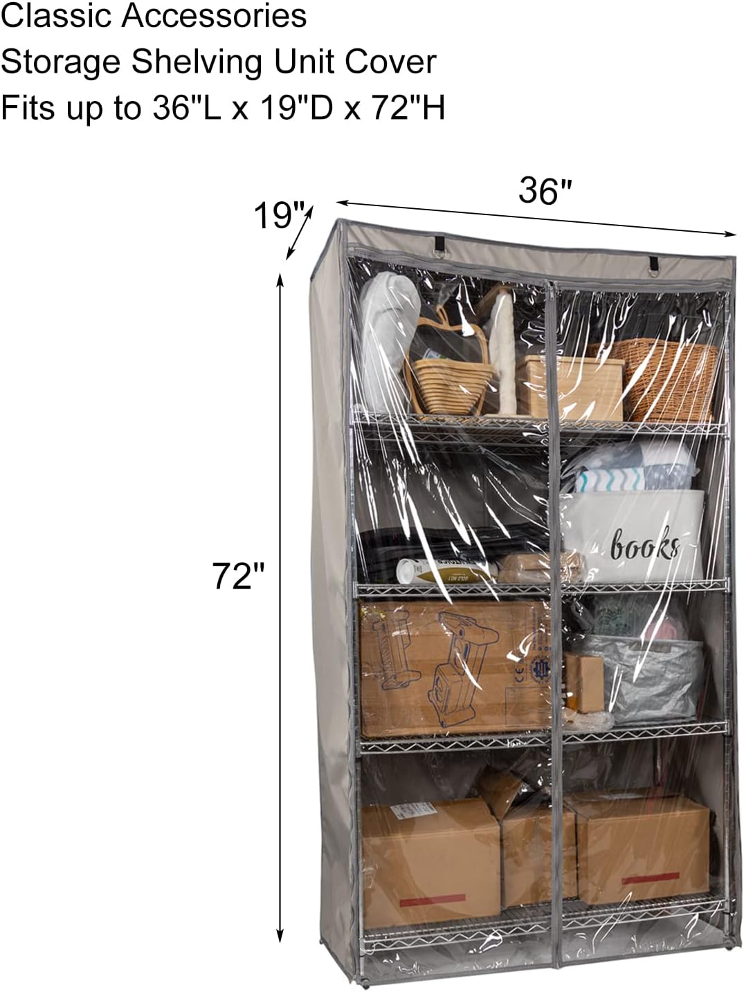 Cubierta para estante de almacenamiento, estante de alambre, protector contra el polvo, se adapta a estantes de 36 pulgadas de ancho x 19 pulgadas