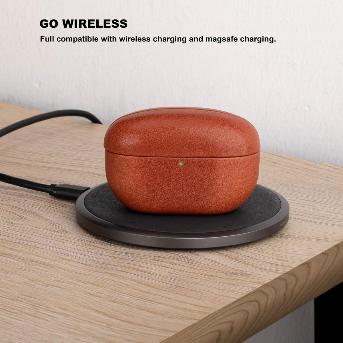 LOPIE Funda compatible con WF-1000XM5, hecha a mano, totalmente envuelta en piel curtida vegetal, para auriculares Sony WF1000XM5 (2023), funda