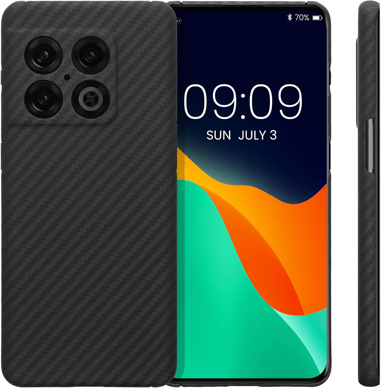 kalibri Funda de fibra de aramida compatible con OnePlus 10 Pro 5G, funda protectora súper delgada y fuerte, color negro mate