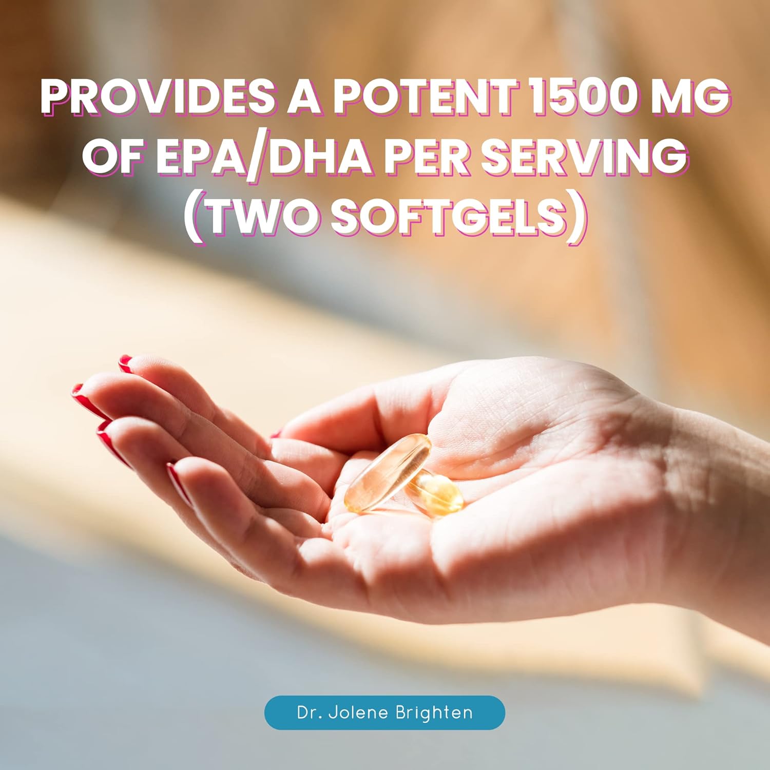 Dr. Brighten Omega Plus  1500 mg de suplemento de aceite de pescado EPADHA sin OMG para corazón, cerebro e sistema inmunológico  60 cápsulas blandas