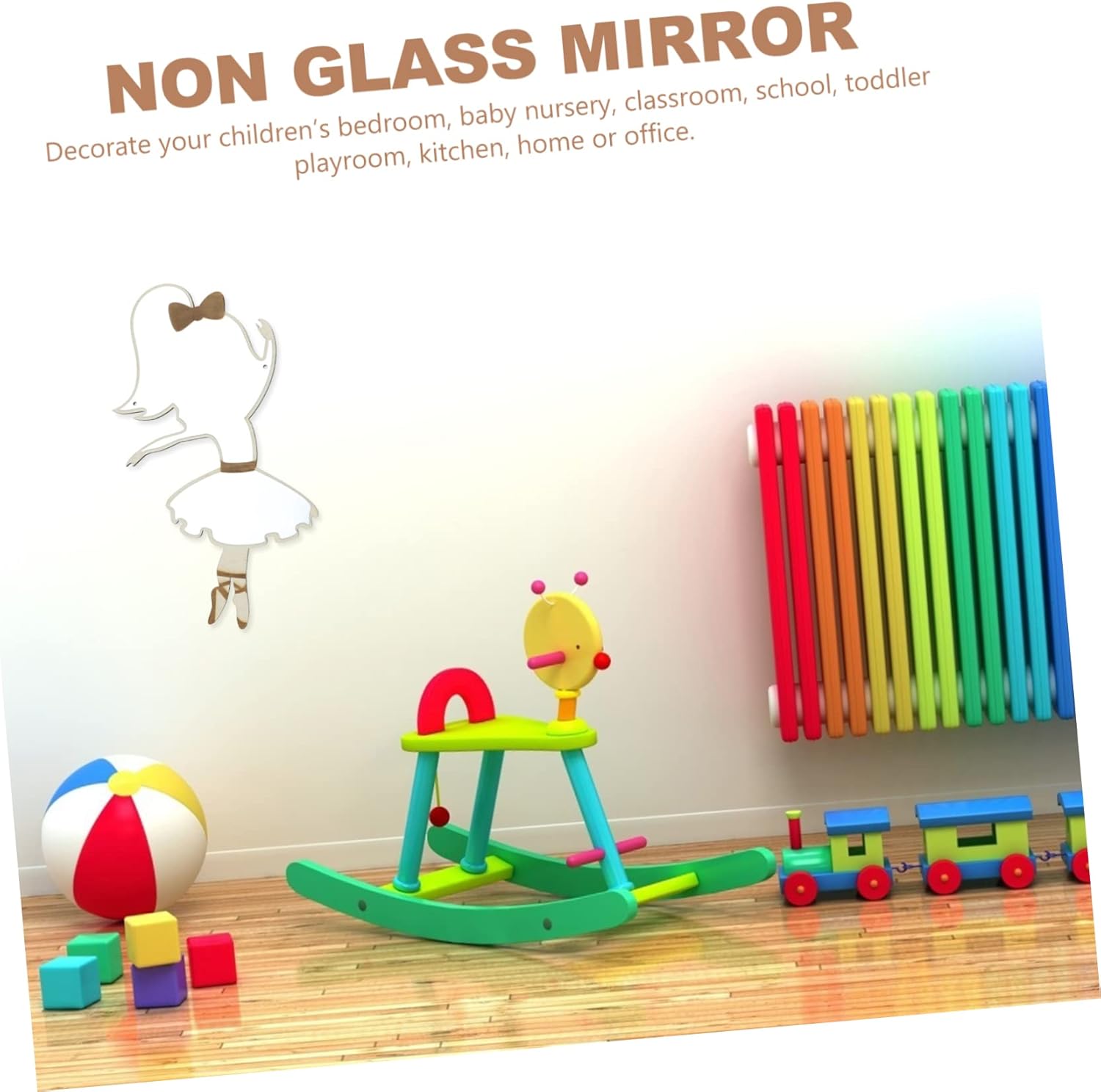 TOYANDONA Espejo vintage pegatinas de madera apliques decoración para niños decoración del hogar espejo de pared de acento espejo de seguridad