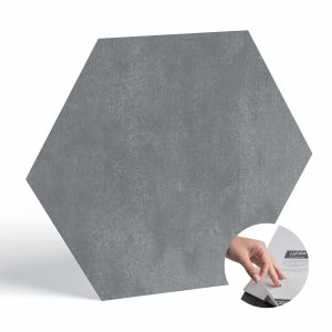 BaseCore HEX – Suelo hexagonal de vinilo gris, 5.75 pulgadas, autoadhesivo, texturizado, moderno, azulejos para despegar y pegar  Azulejo de muestra BaseCore HEX – Suelo hexagonal de vinilo gris, 5.75 pulgadas, autoadhesivo, texturizado, moderno, azulejos para despegar y pegar  Azulejo de muestra