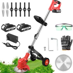 Tree.Nb Recortadora de malezas con batería, cortacésped inalámbrico 3 en 1, 2 ruedas a batería de 2.0ah, cortacésped adecuado para jardín y patio Tree.Nb Recortadora de malezas con batería, cortacésped inalámbrico 3 en 1, 2 ruedas a batería de 2.0ah, cortacésped adecuado para jardín y patio