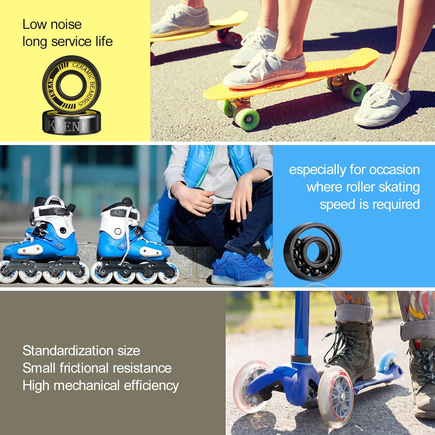 Juego de rodamientos de cerámica para patineta con espaciadores, rodamientos para longboard ABEC-9, 608 rodamientos para patineta, longboard,