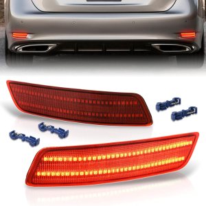 AJP Distributors Parachoques trasero rojo LED reflector, luces de señal de freno de cola compatiblereemplazo para ES300h ES350 GS200t GS300 GS350 AJP Distributors Parachoques trasero rojo LED reflector, luces de señal de freno de cola compatiblereemplazo para ES300h ES350 GS200t GS300 GS350