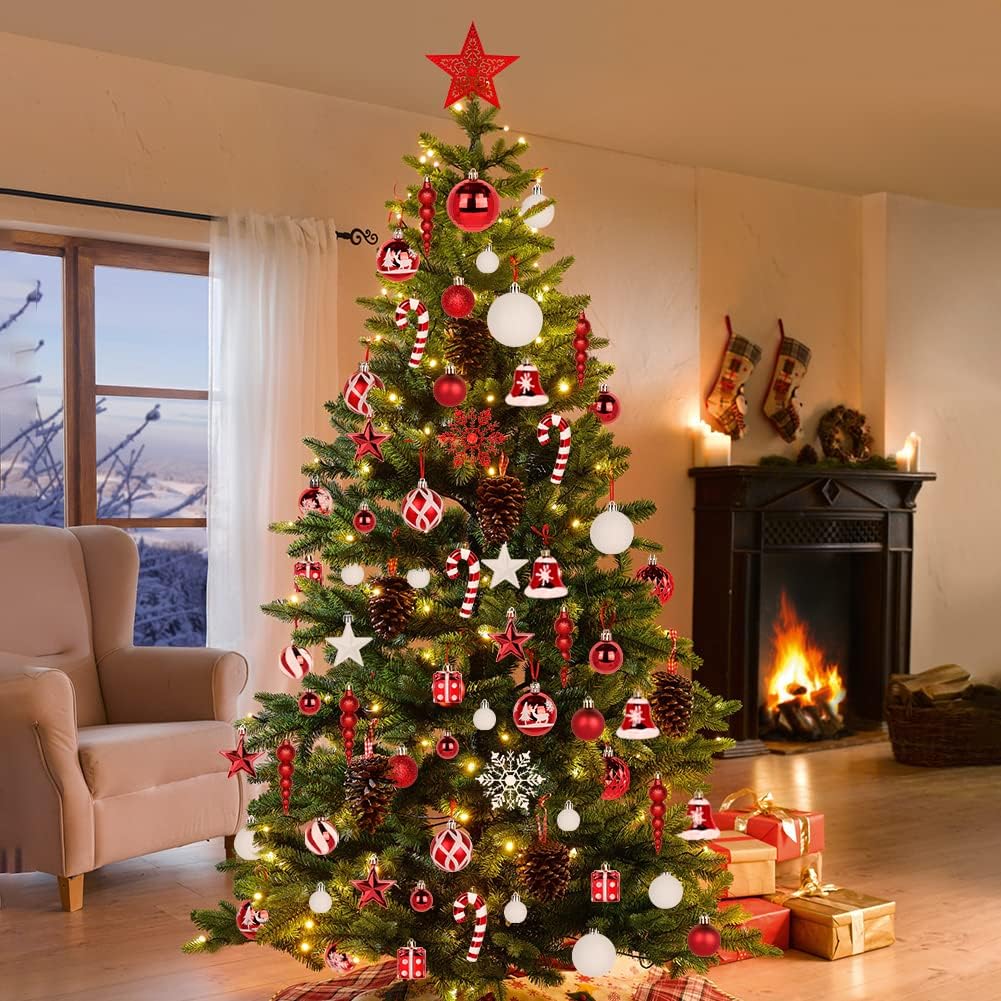 OurWarm 105 adornos de bolas de Navidad, juegos de adornos de Navidad inastillables para decoración de árbol de Navidad, vacaciones, hogar,