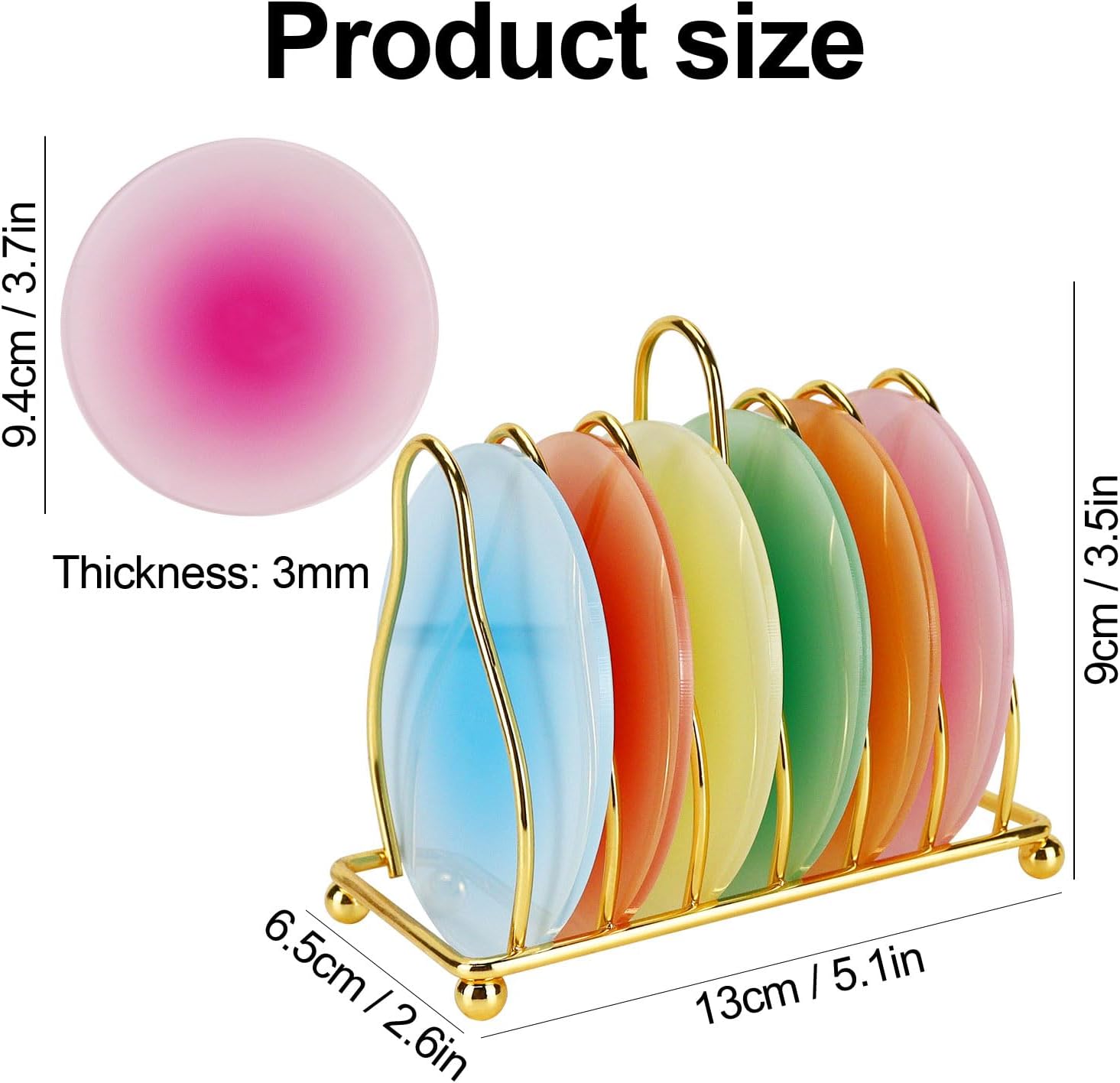 Posavasos de acrílico, 6 posavasos coloridos acrílicos, bonitos posavasos redondos resistentes al calor, posavasos antideslizantes con soporte de