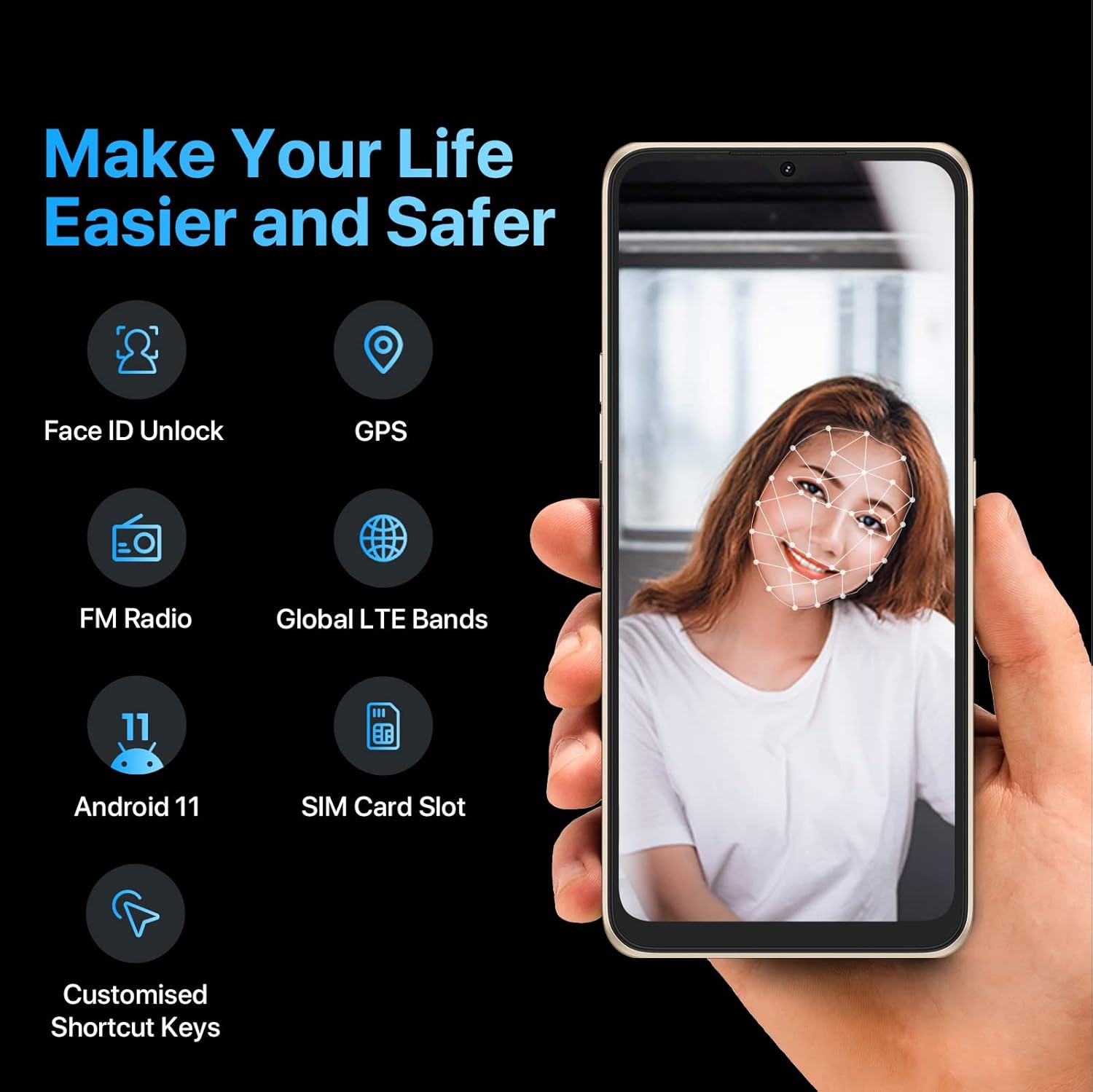 UMIDIGI Power 7S – Teléfono celular, 4 GB+64 GB 6150 mAh batería desbloqueada con pantalla completa de 6.7 pulgadas + teléfono inteligente Android