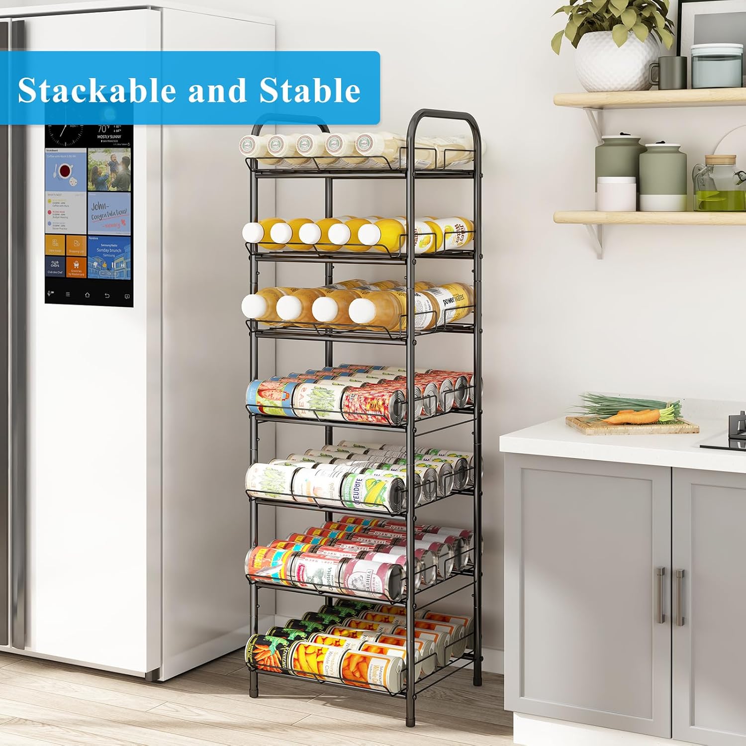 Estante de almacenamiento de botellas de agua de 5 niveles, estante de metal para latas de bebidas, estante para botellas de agua de gran capacidad