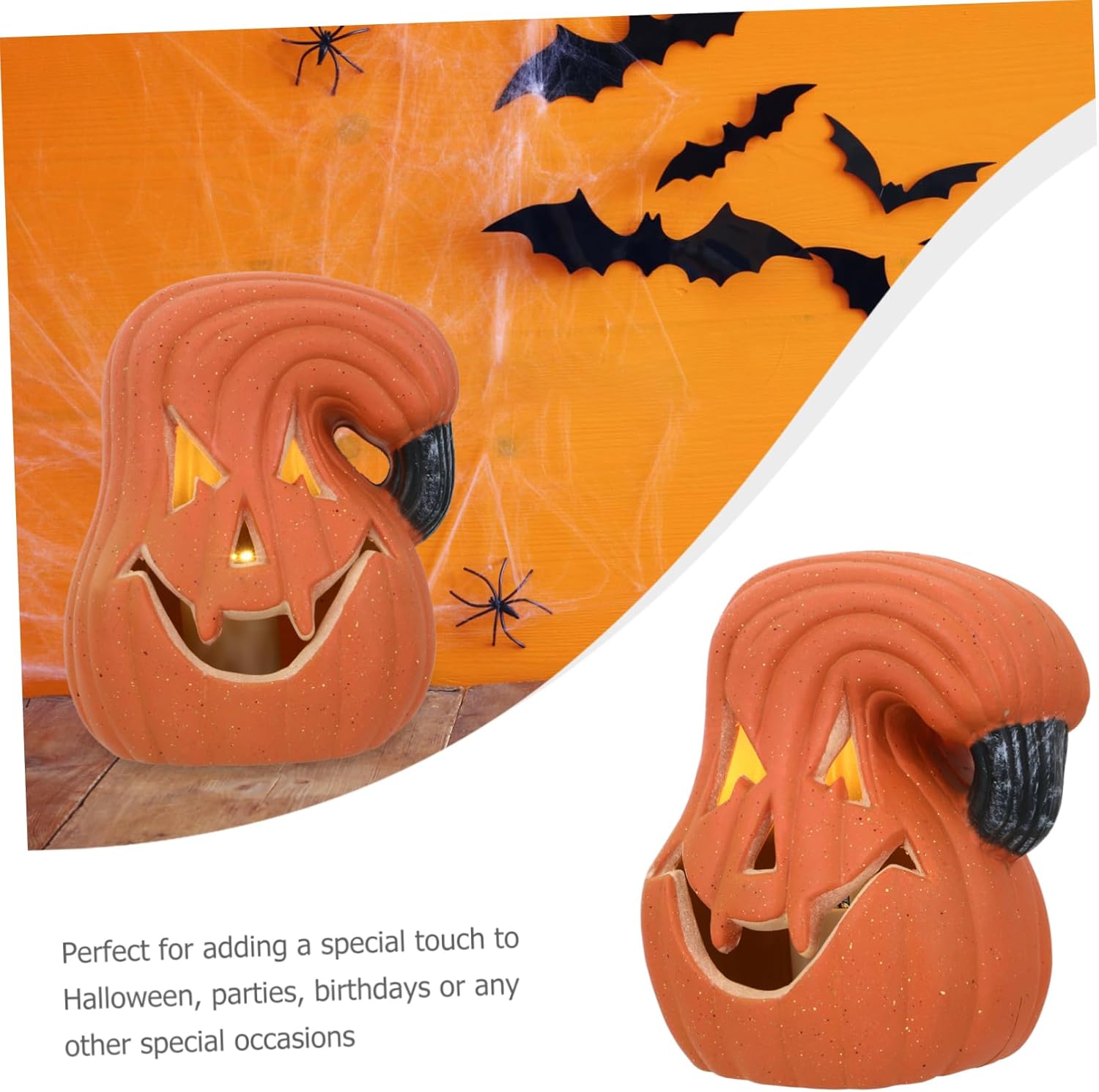 DOITOOL Adorno de linterna de calabaza para decoración al aire libre, decoración de casa para el hogar, decoración para Halloween, luz de calabaza