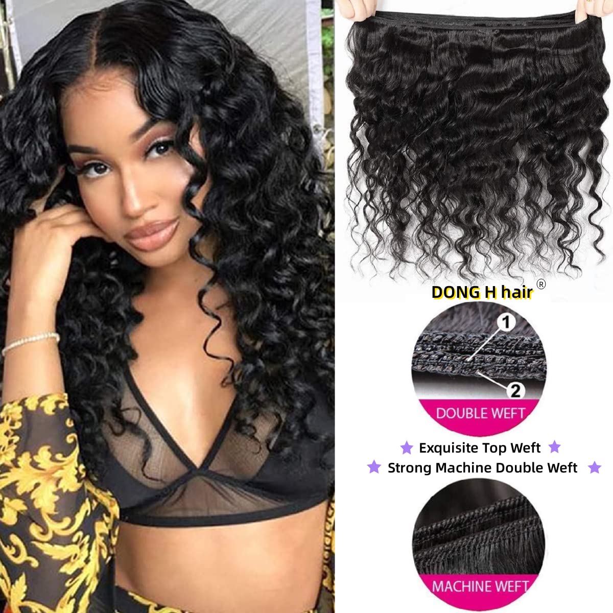 Paquetes individuales de cabello humano virgen peruano 9A de onda profunda, paquetes individuales de ondas sueltas, paquetes húmedos y ondulados,