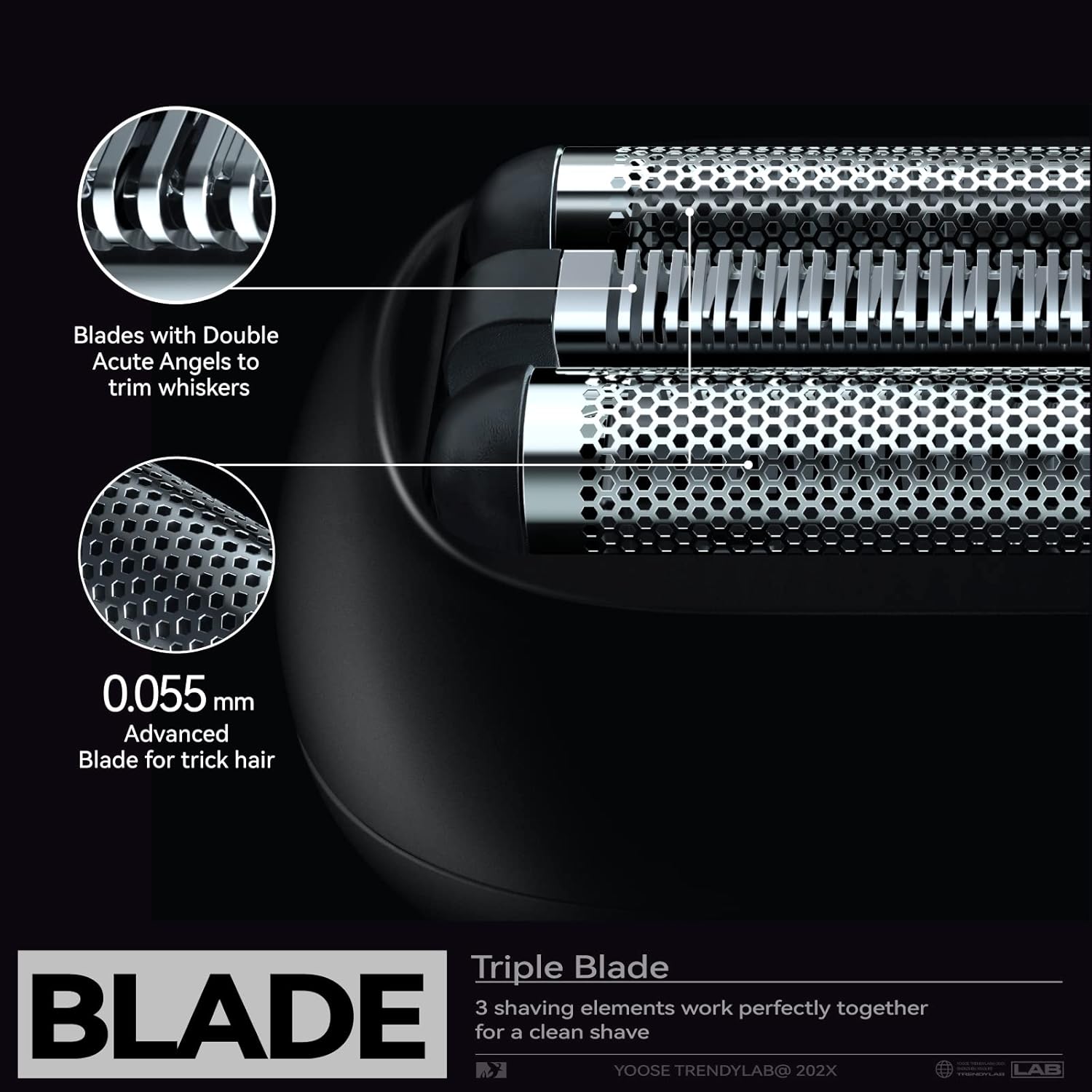 yoose Cabezal de repuesto para afeitadora eléctrica de triple lámina y Sphyrna Foil Shver, negro