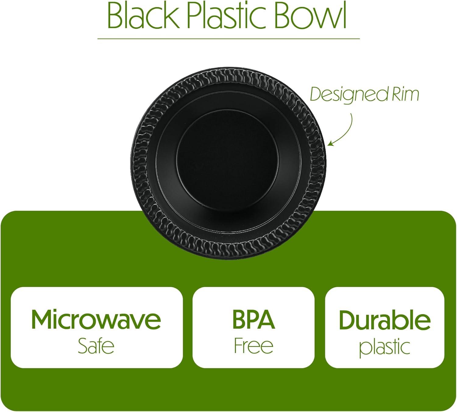 PLASTICPRO 100 cuencos de plástico negros ligeros de 12 onzas, cuencos de sopa de plástico negros desechables para fiestas y bodas