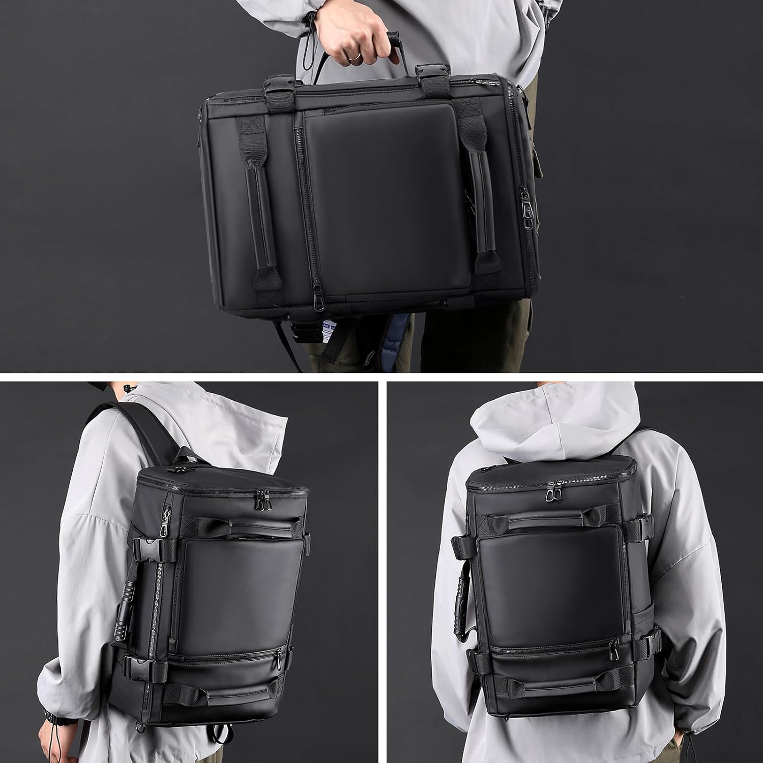 Mochila de viaje para hombre, mochila de viaje con correa para el hombro, resistente al agua, 15.6 pulgadas, para computadora portátil, aprobada