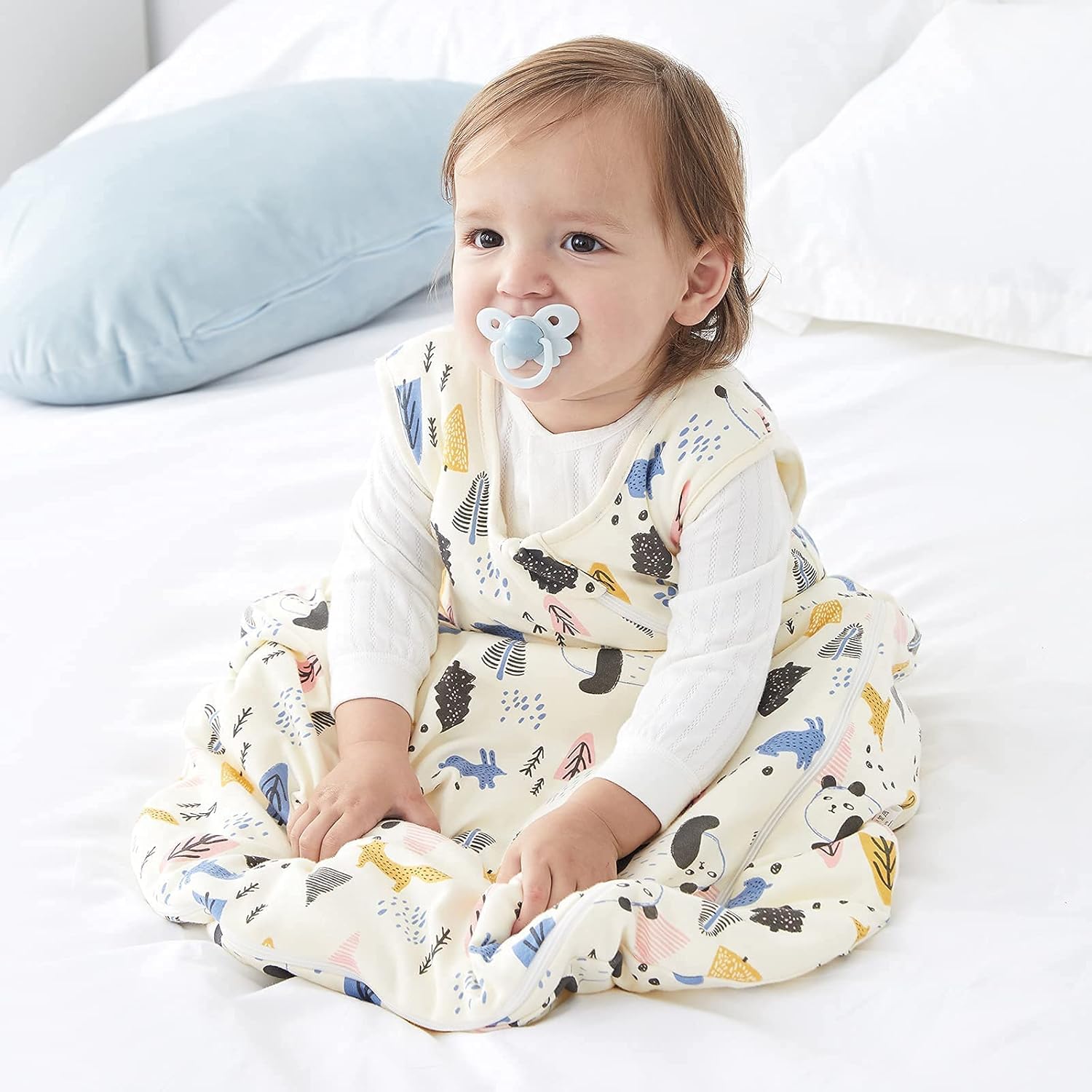 Duomiaomiao Saco de dormir unisex para bebé, 100% algodón, TOG 2.5, manta portátil, saco de dormir con cremallera de 2 vías para bebé, niña y niño