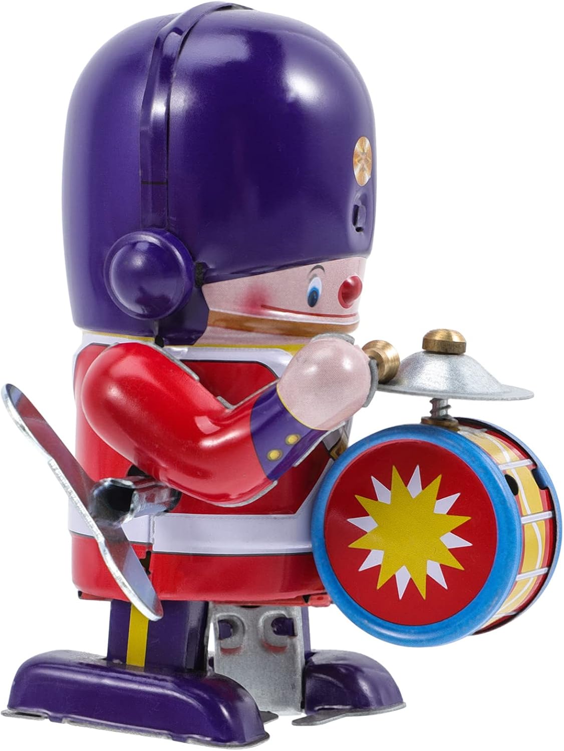 ABOOFAN Juguete de cuerda de hojalata de juguete mecánico que camina baterista soldado retro Pascua Vintage Wind- up juguete para niños, novedad de