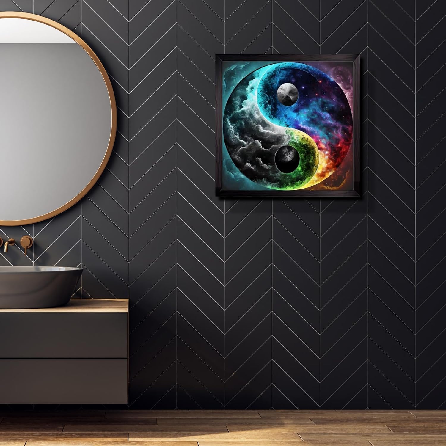 clothmile Yin Yang Eye Diamond Kits para adultos principiantes Taladro redondo completo 30 colores DIY Yin Yang Eye Diamond Art Kits para decoración