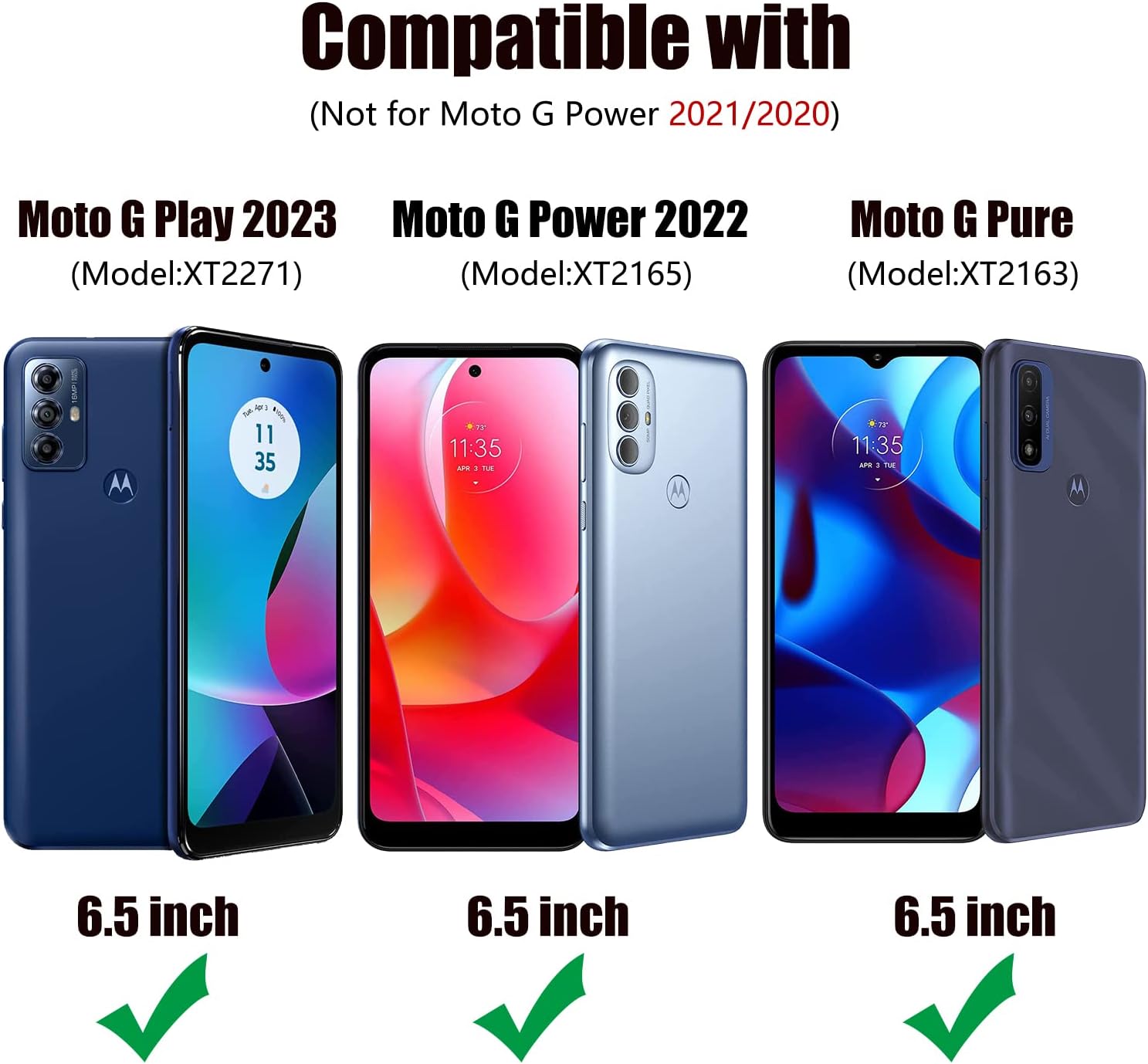 Funda para Moto G Play 2023  Moto G Pure  Moto G Power 2022 con 2 paquetes protector de pantalla de vidrio templado, funda a prueba de golpes de