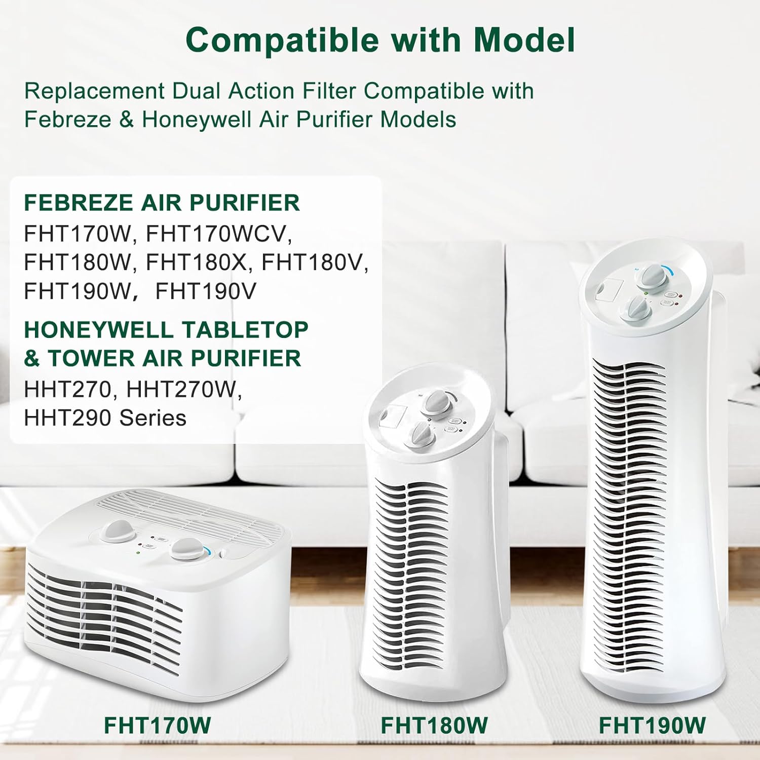 Paquete de 4 filtros de purificador de aire Febreze de repuesto para FRF102B  Compatible con filtro Honeywell U HRF201B  Compatible con Honeywell