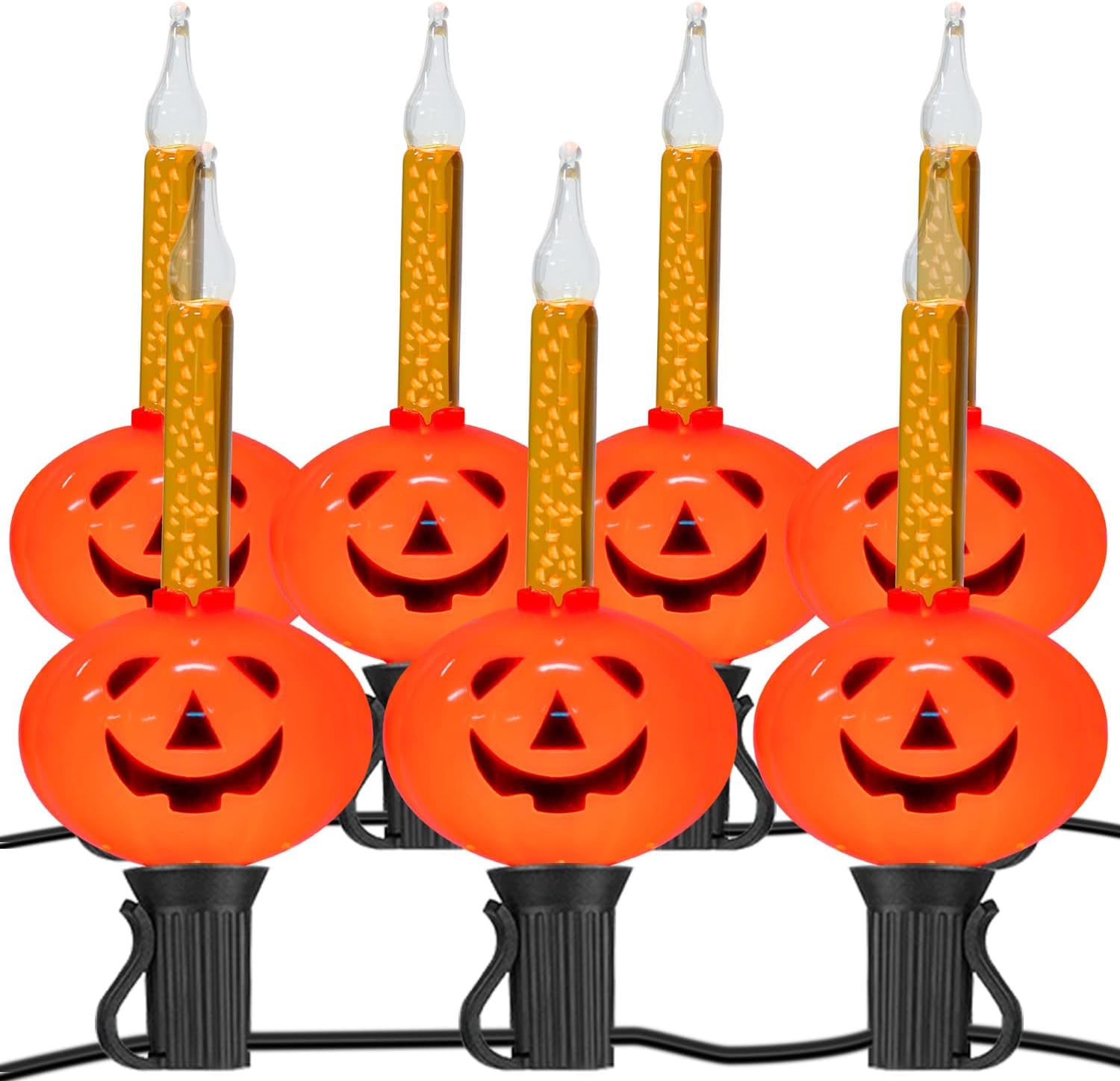 PASUTO Cadena de luces de burbujas de calabaza de Halloween, 7 pies, linterna de Halloween vintage con 7 luces de burbujas líquidas naranjas, luces