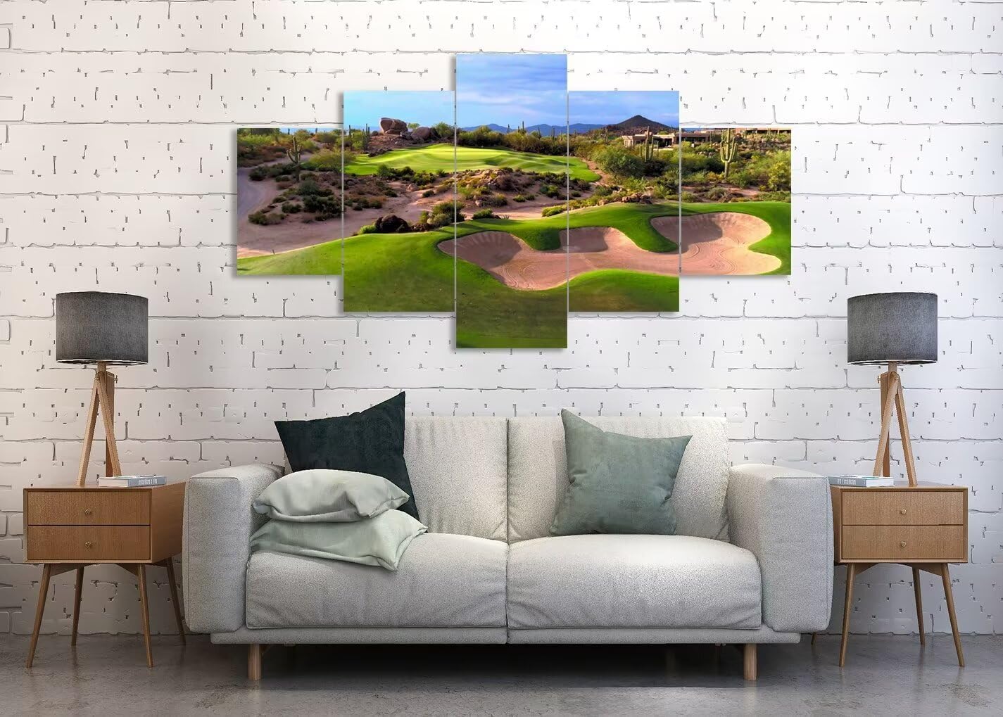chenchenArt Arte de pared de campo de golf del desierto de Arizona para sala de estar, dormitorio, baño, decoración del hogar, campos de golf de