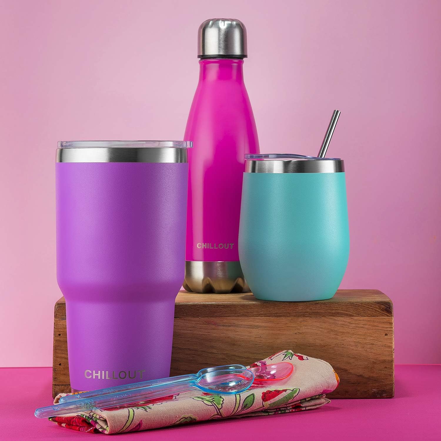 CHILLOUT LIFE – Vaso de acero inoxidable de 30onzas con tapa a prueba de salpicaduras y pajilla, diseño de viaje grande con aislamiento al vacío de