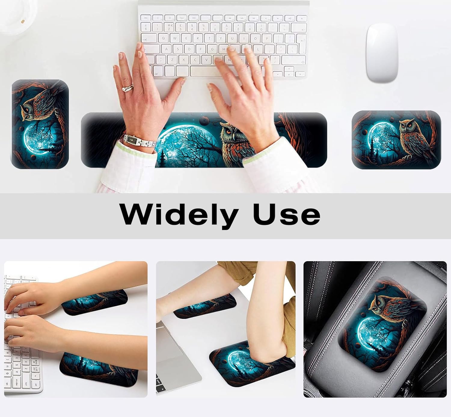 Reposamuñecas para teclado + coderas de escritorio (juego de 3 unidades), reposamuñecas de gel de espuma viscoelástica para teclado y mouse, cojín