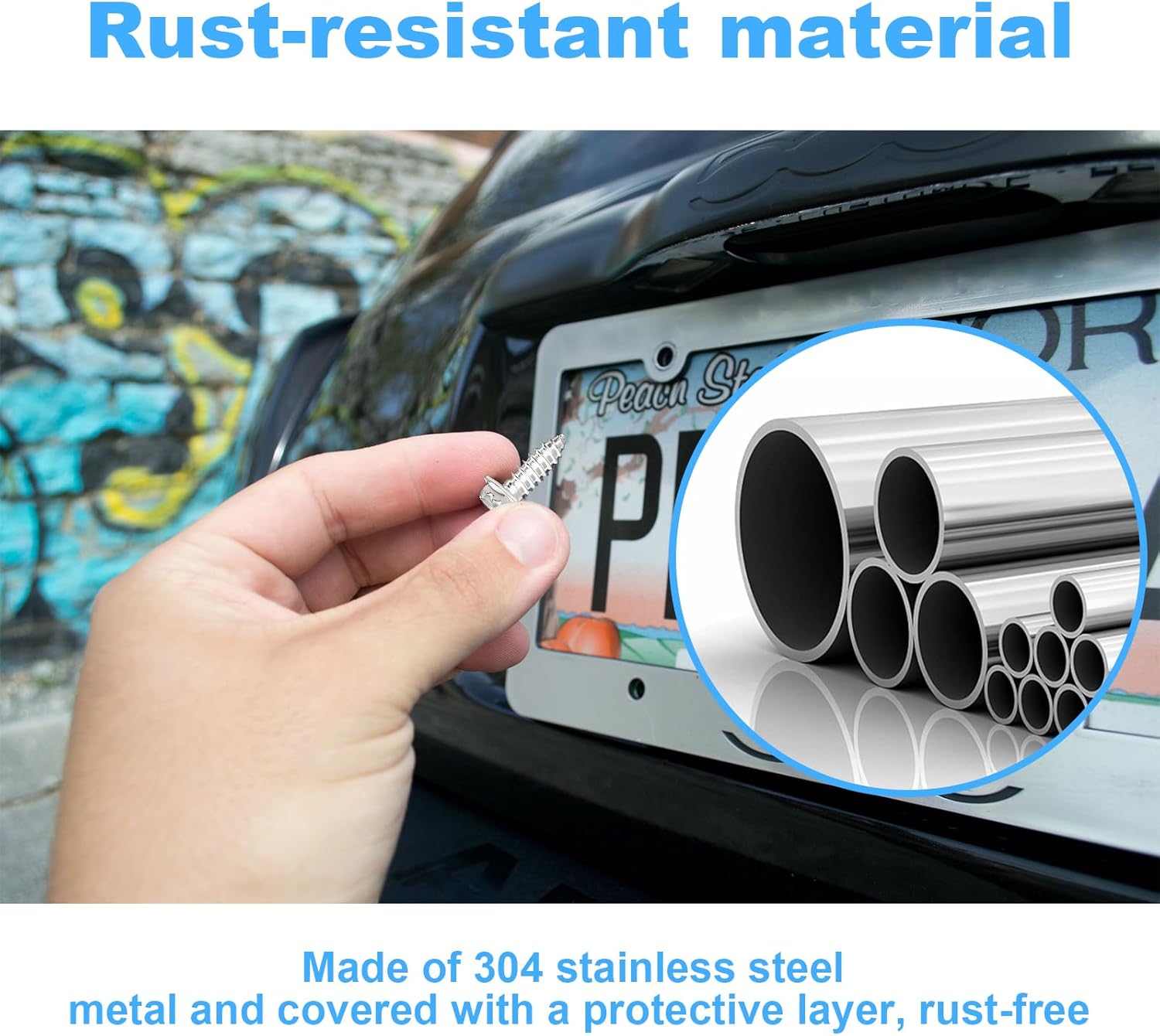 Kit de tornillos para placa de matrícula a prueba de óxido, kit de tornillos de acero inoxidable antirrobo para automóvil, pernos de montaje