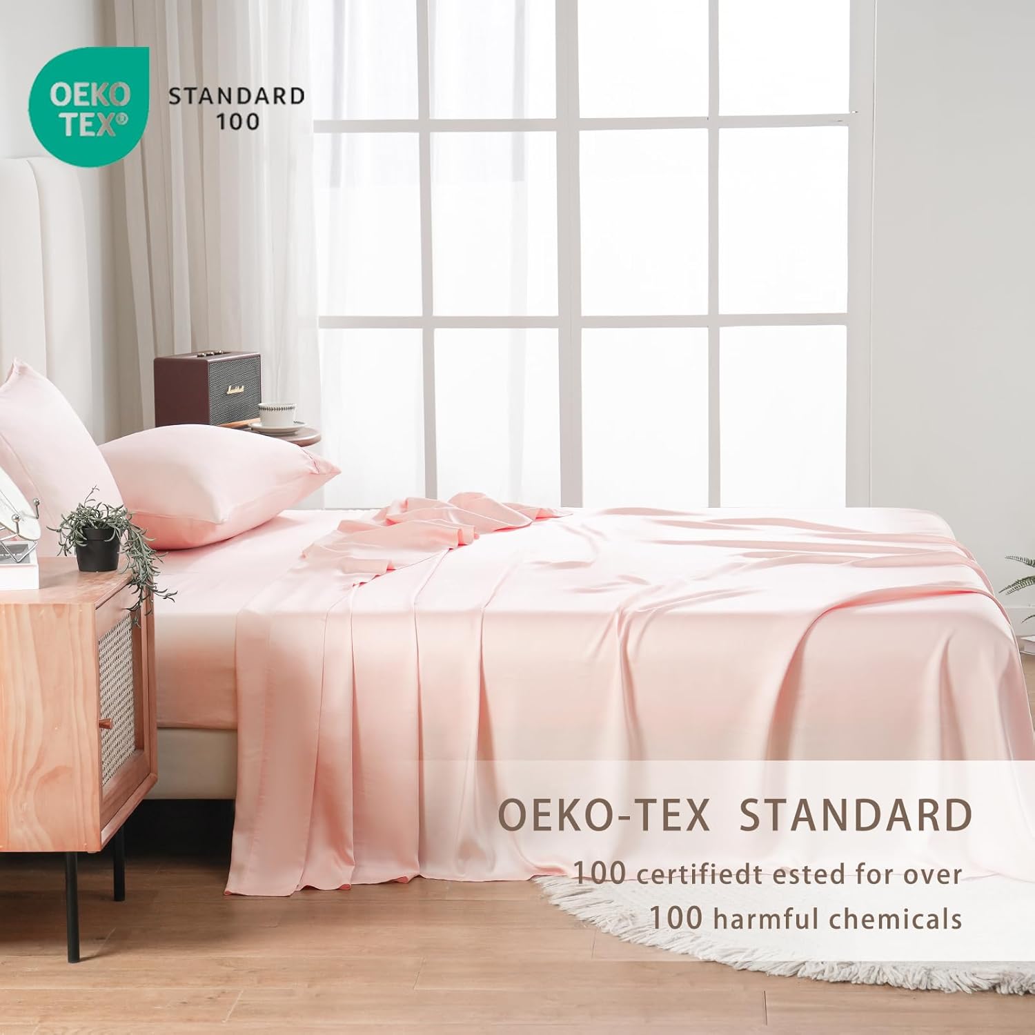 Bedlifes California King Sheet Sets-Rayon Derived from Bamboo Cooling Sheets-400TC Breathable Luxury Bed Sheets,Sateen Silky Bedding Sheets-16 Deep