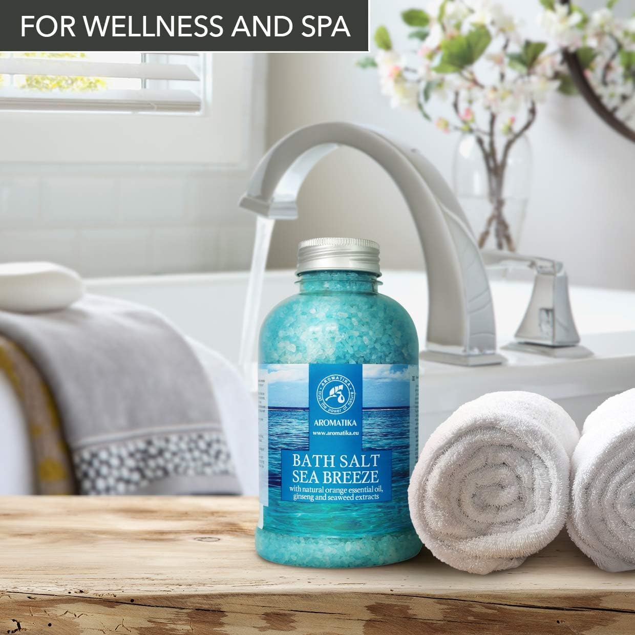 Bath Salt Sea Breeze de 21.16 onzas con aceites esenciales naturales, naranja, ginseng y algas marinas, lo mejor para un buen sueño, relajante,