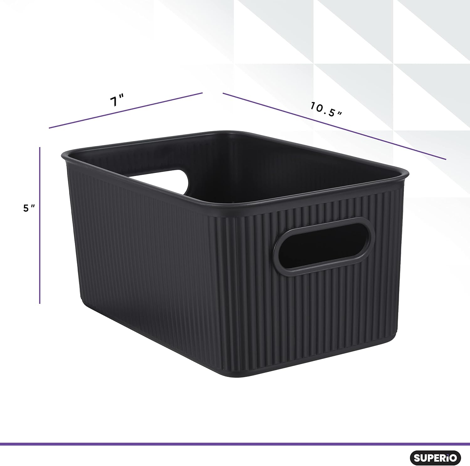 Superio Ribbed Collection  Canastas organizadoras de plástico decorativas abiertas para el hogar, color marrón medio (paquete de 2) cajas de