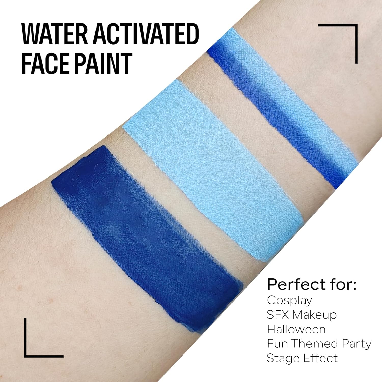 Base de maquillaje azul para la cara y el cuerpo, 1.06 onzas, color crema azul oscuro activada por agua, pintura corporal para rostro, maquillaje