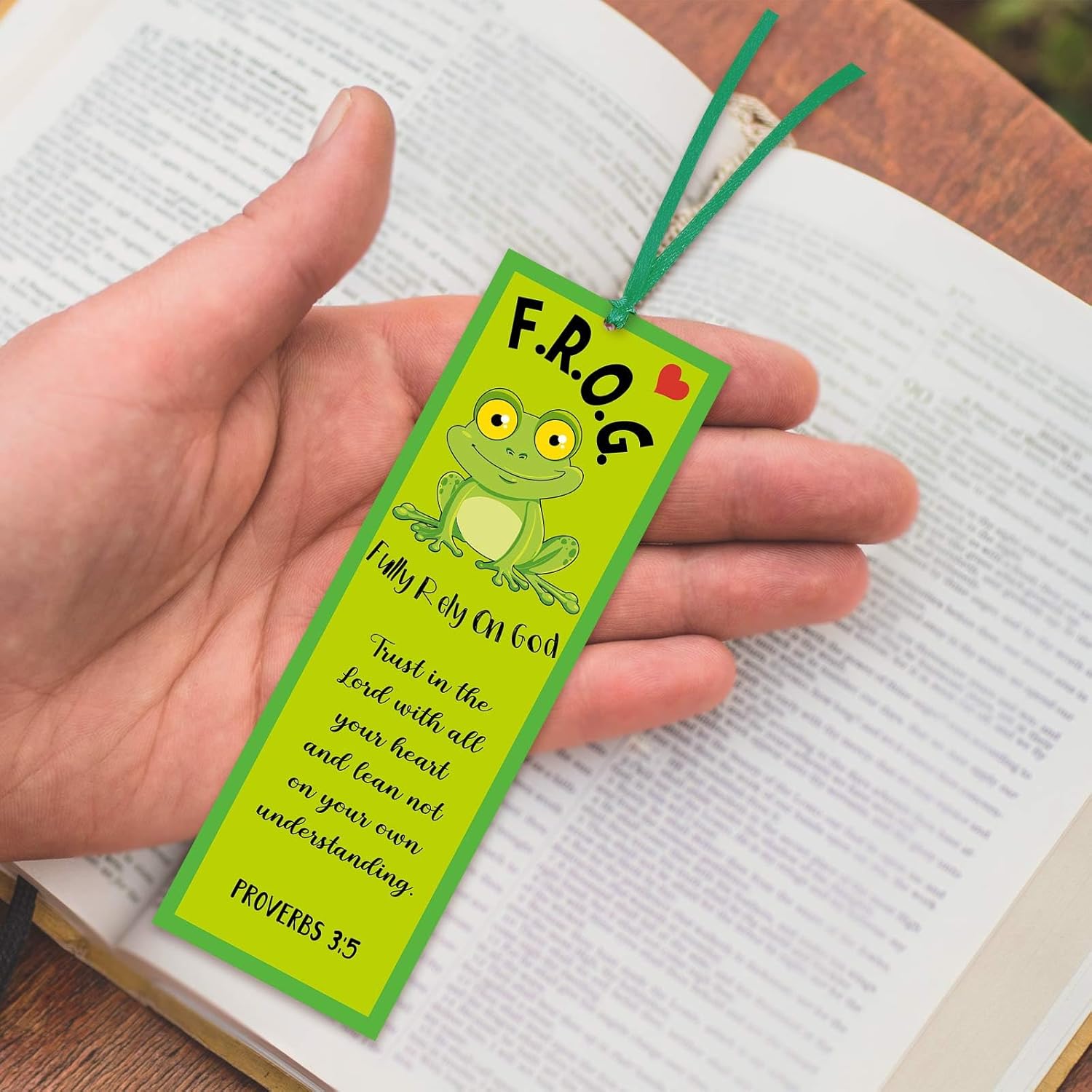 60 marcapáginas con texto en inglés “Rely On God Frog” F. R. O. G. Cristiano con versículos bíblicos, regalo para niños, marcadores inspiradores