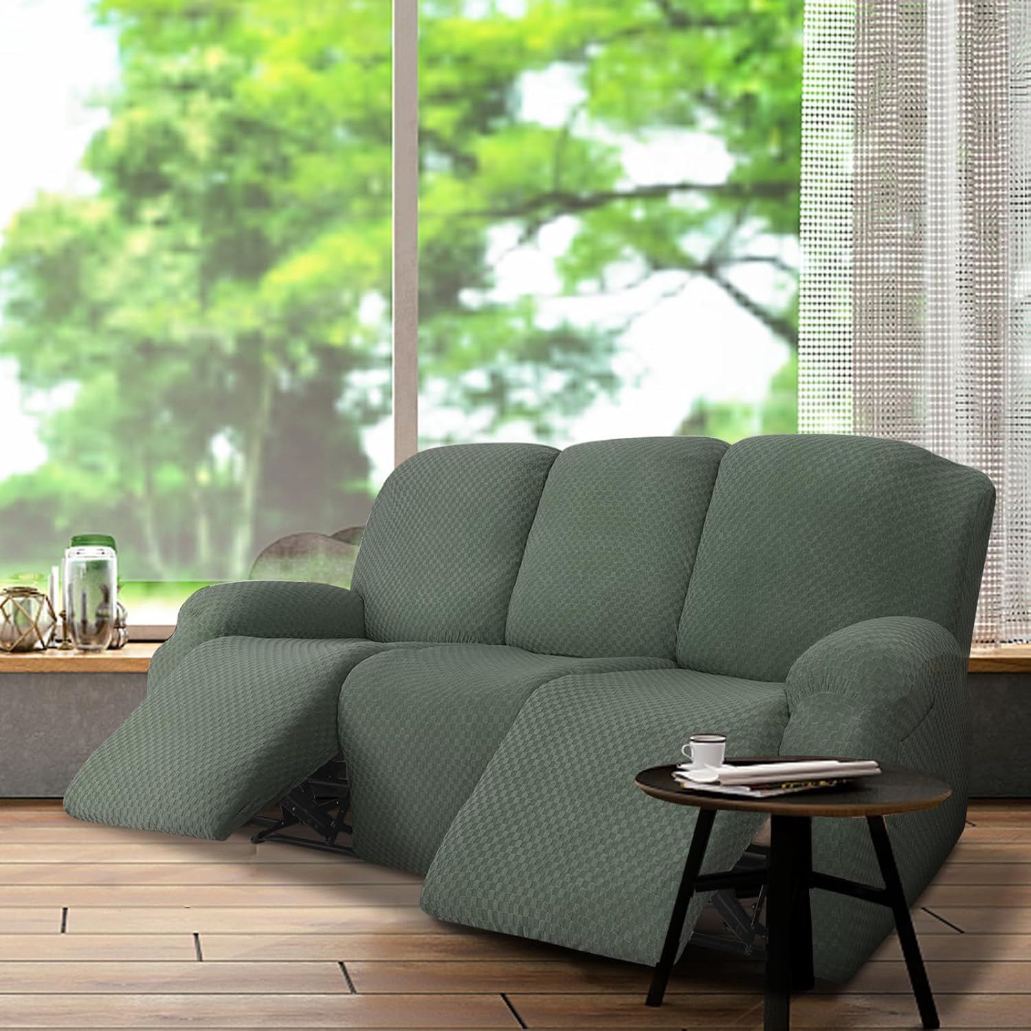 Lydevo Fundas elásticas para sofá reclinable, 8 piezas, fundas para sillas reclinables grandes, fundas para sofá reclinable de 3 asientos, lavable,