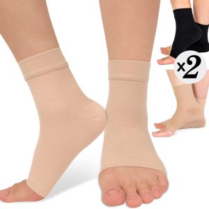 ACTINPUT Paquete de 2 tobilleras de compresión de 8-15 mmHg, puntera abierta, calcetines de compresión para mujeres y hombres, para hinchazón, ACTINPUT Paquete de 2 tobilleras de compresión de 8-15 mmHg, puntera abierta, calcetines de compresión para mujeres y hombres, para hinchazón,