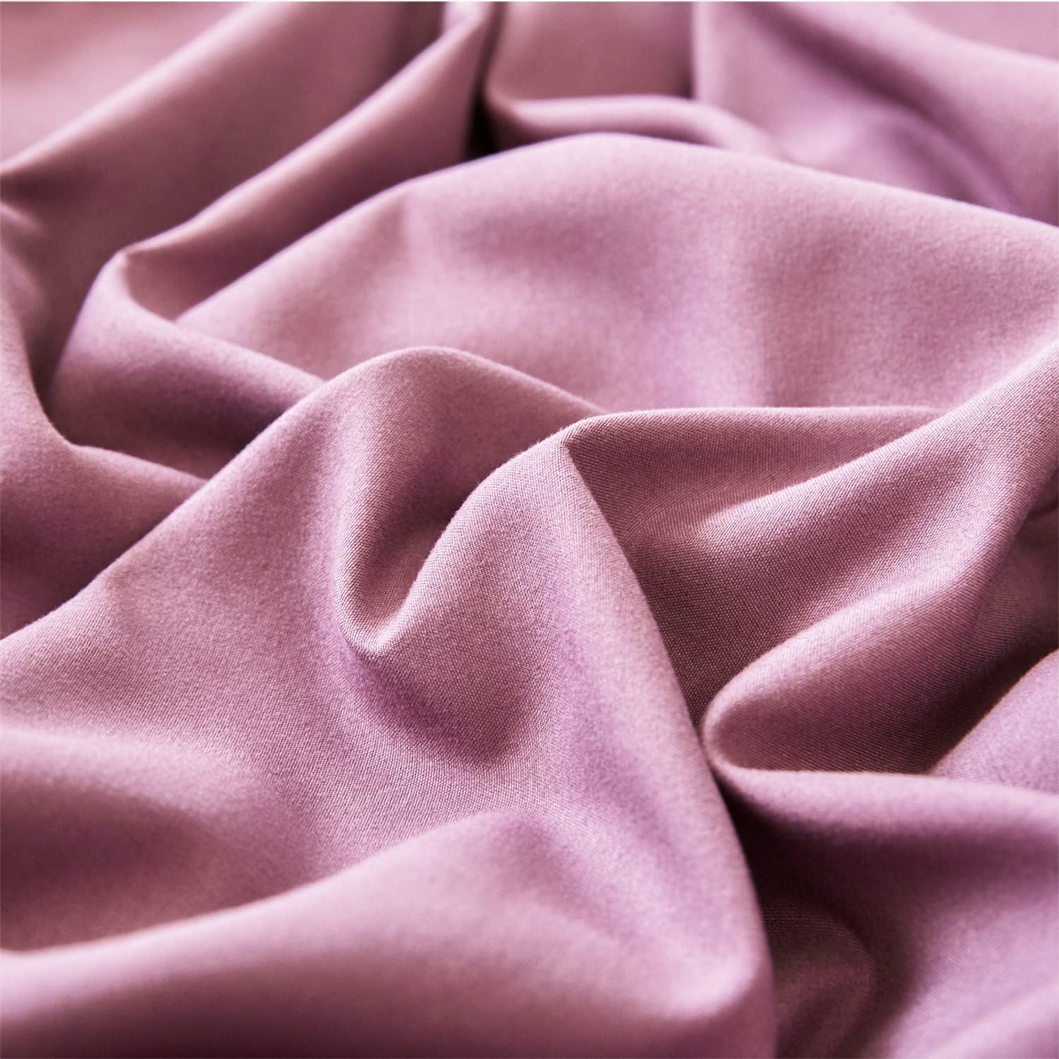 Wellboo – Juego de edredón de tamaño Queen para mujeres y niñas, color morado polvoriento y morado malva liso, ropa de cama de algodón para